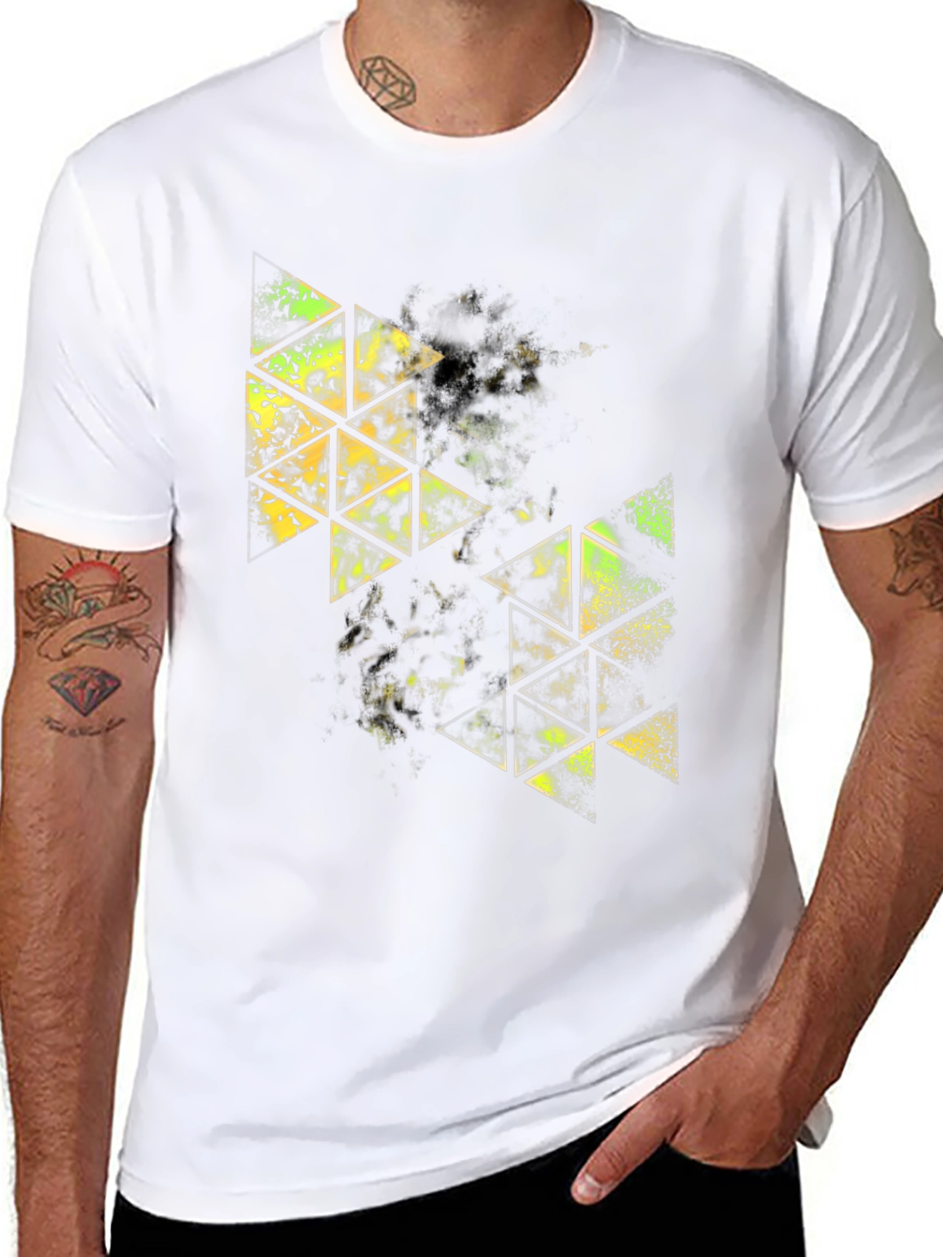 Geometric Triangle Graphic Black T-Shirt