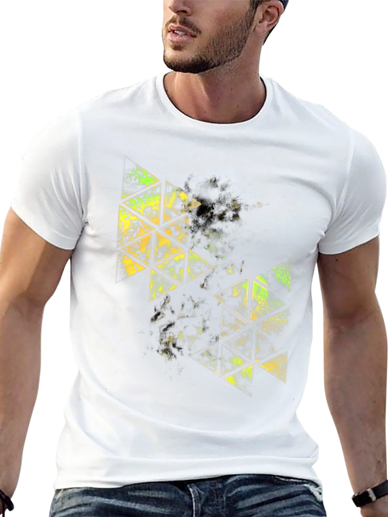 Geometric Triangle Graphic Black T-Shirt