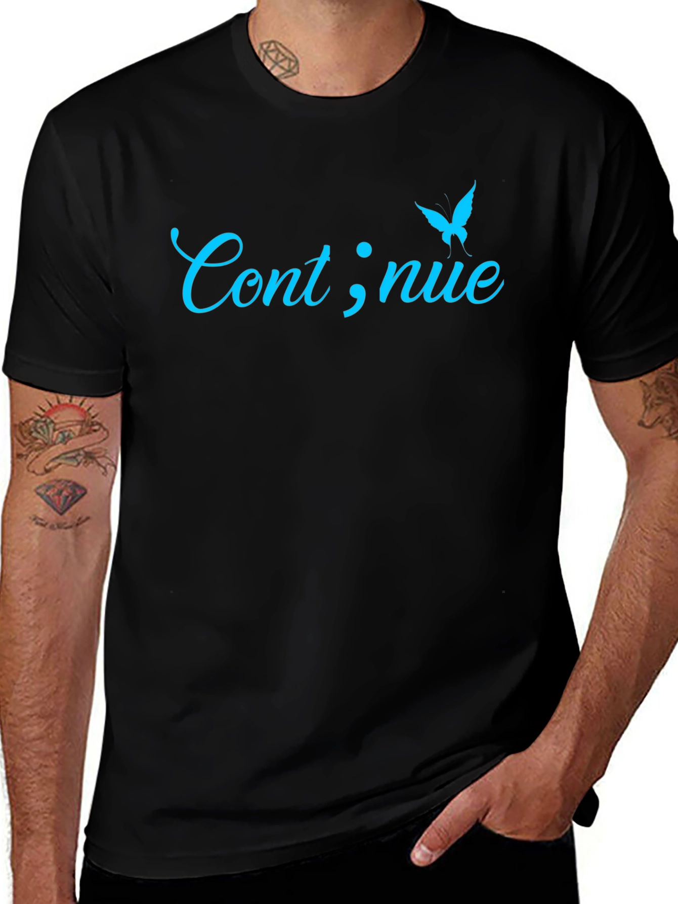 Continue Butterfly Graphic Tee - Mens Black T-Shirt