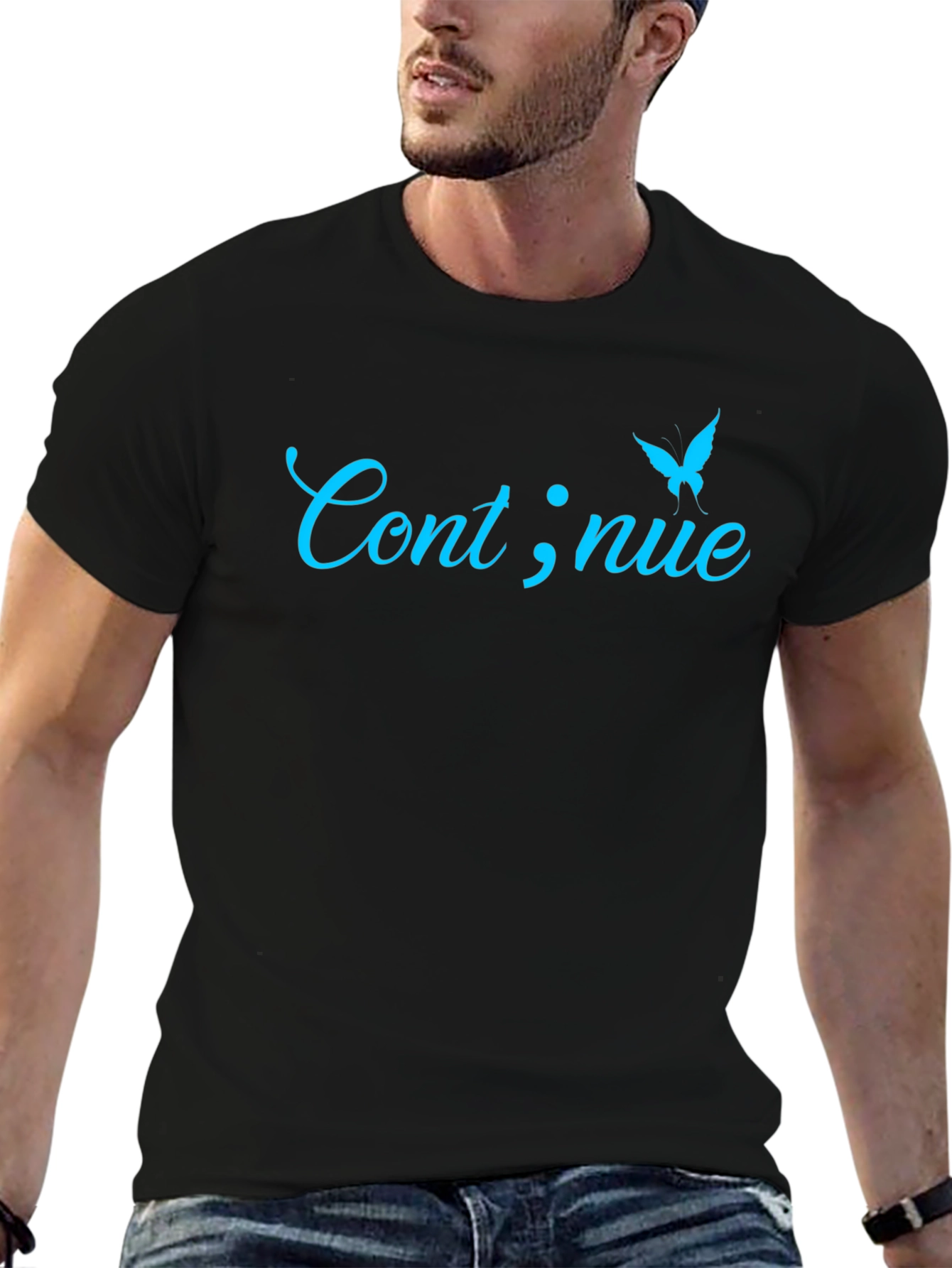 Continue Butterfly Graphic Tee - Mens Black T-Shirt