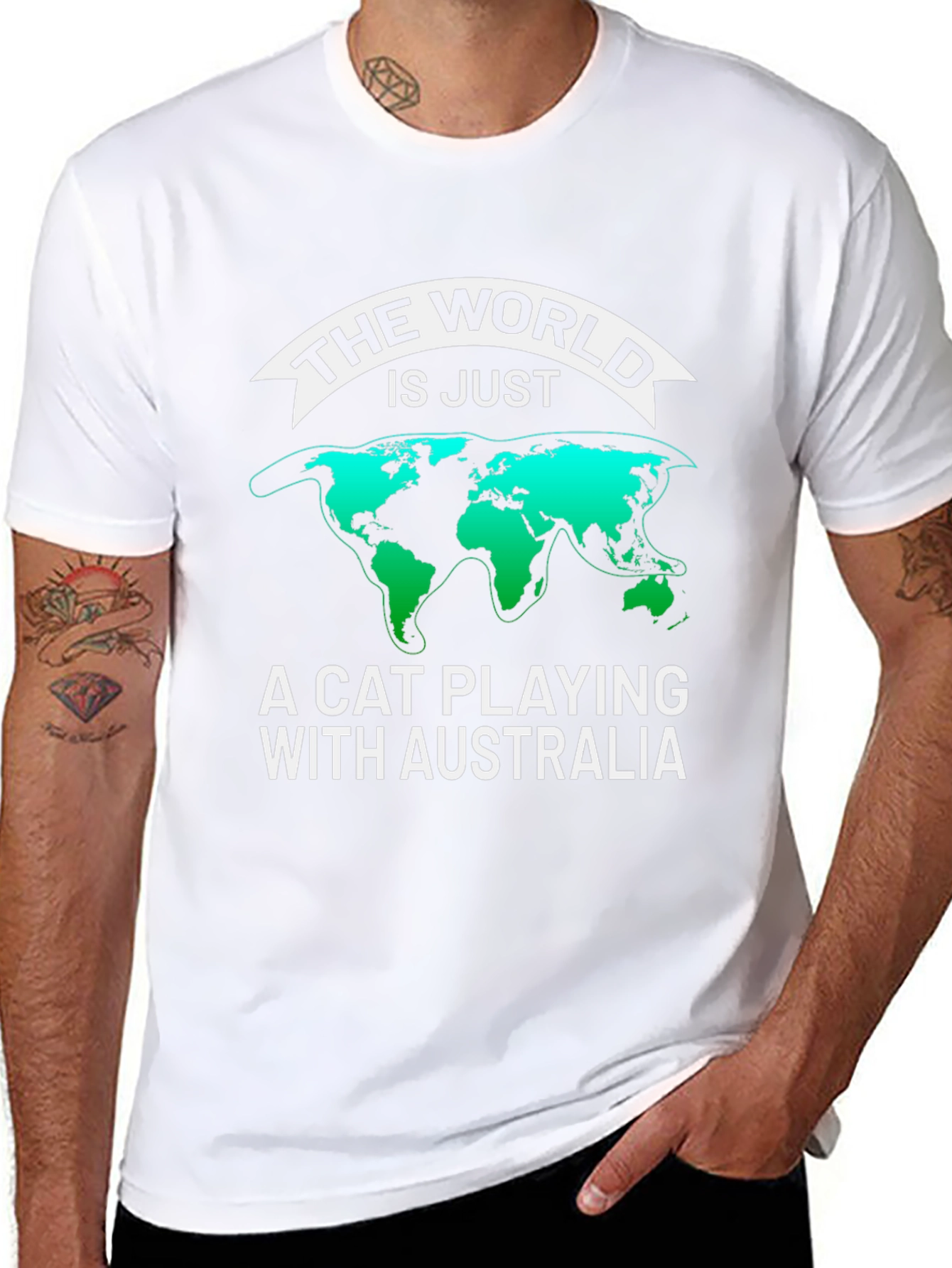 Cat Playing with Australia Graphic T-Shirt