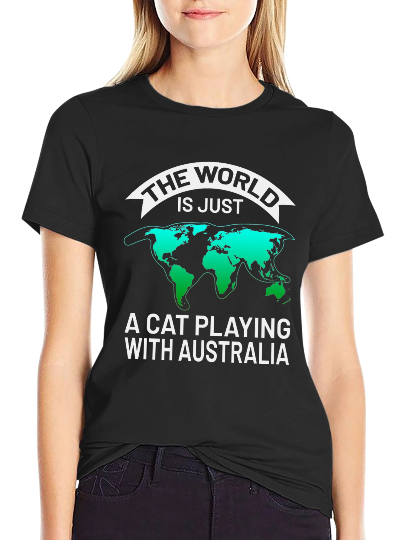 Cat Playing with Australia Graphic T-Shirt