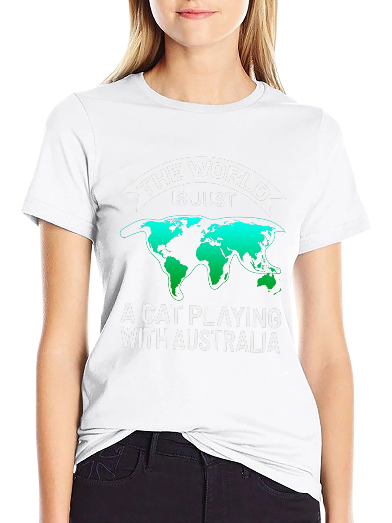 Cat Playing with Australia Graphic T-Shirt