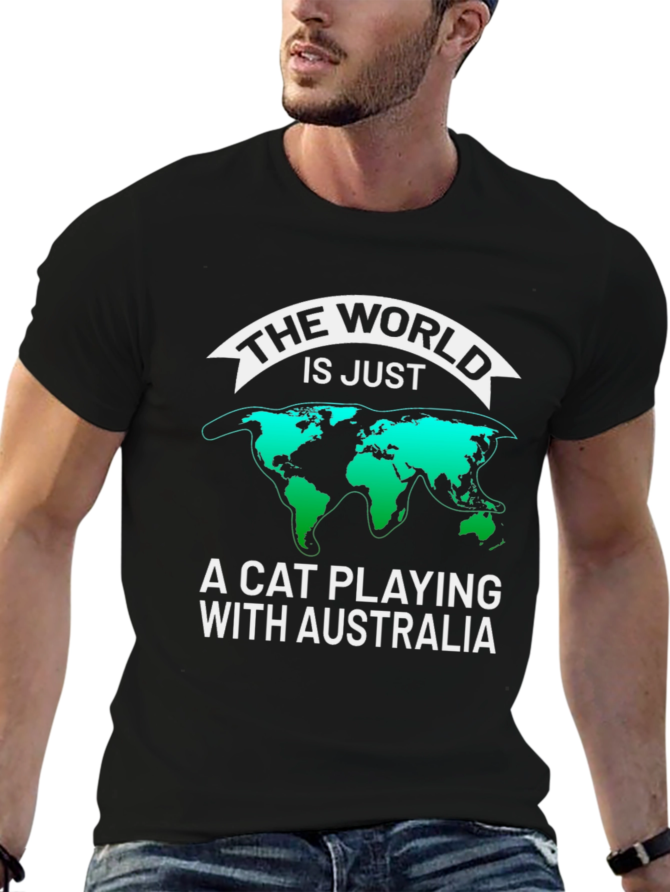 Cat Playing with Australia Graphic T-Shirt