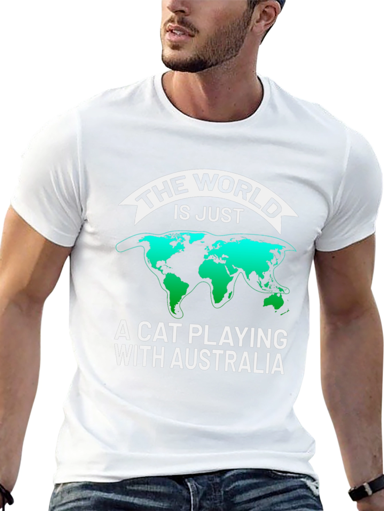 Cat Playing with Australia Graphic T-Shirt