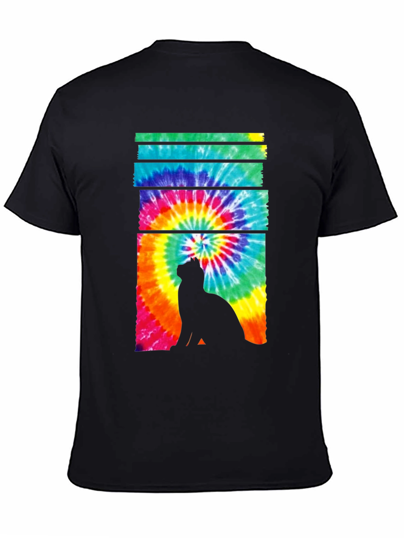 Tie-Dye Cat Silhouette Graphic Tee
