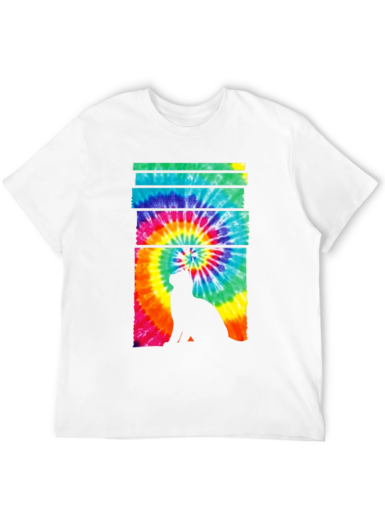Tie-Dye Cat Silhouette Graphic Tee