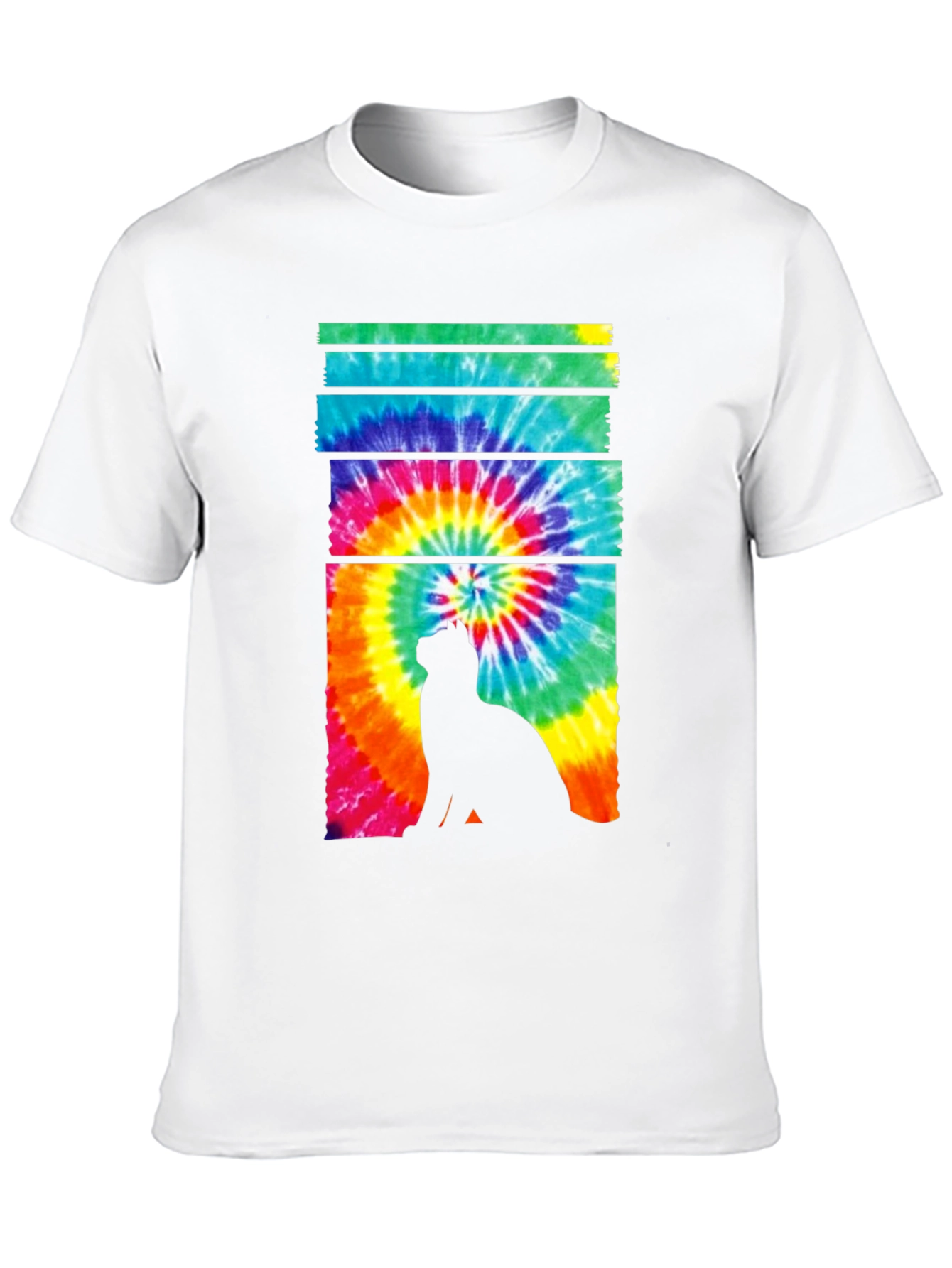 Tie-Dye Cat Silhouette Graphic Tee