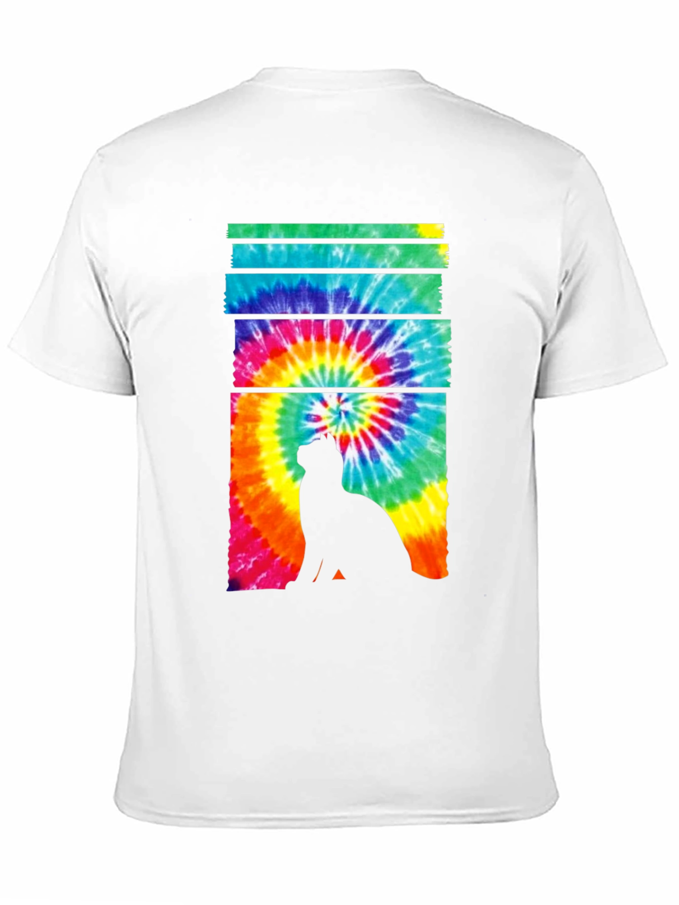 Tie-Dye Cat Silhouette Graphic Tee
