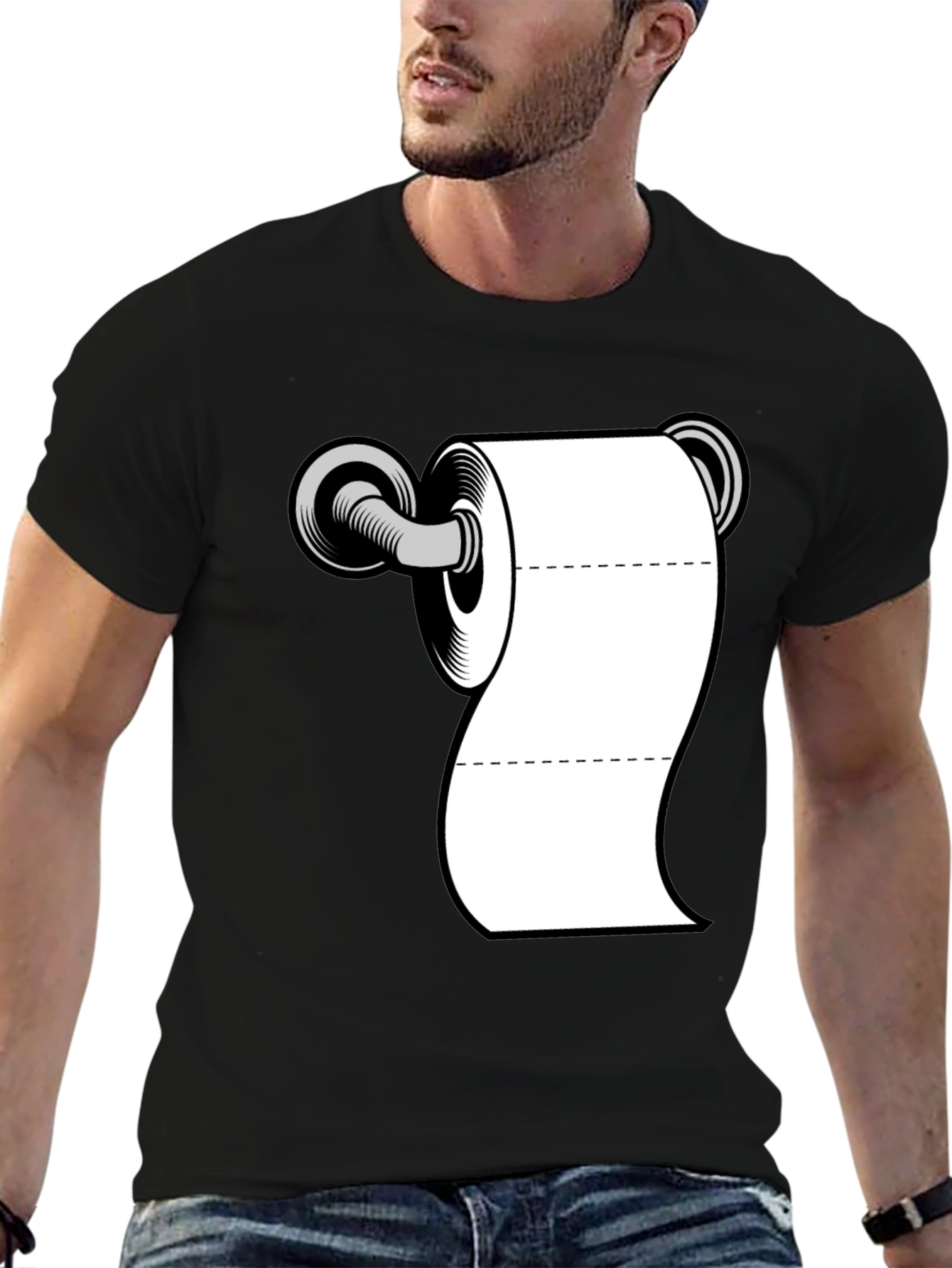 Toilet Paper Roll Graphic T-Shirt - Black