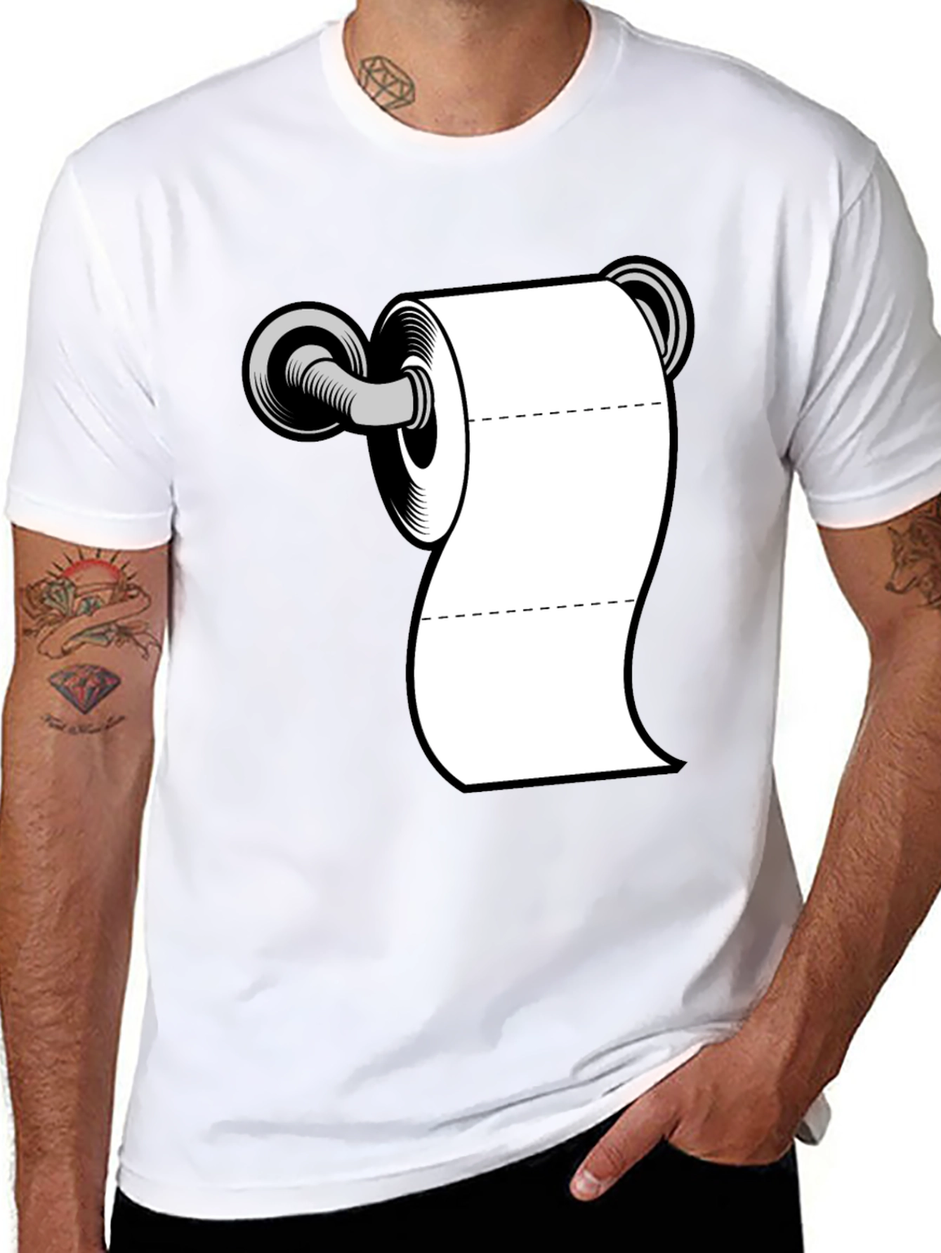 Toilet Paper Roll Graphic T-Shirt - Black