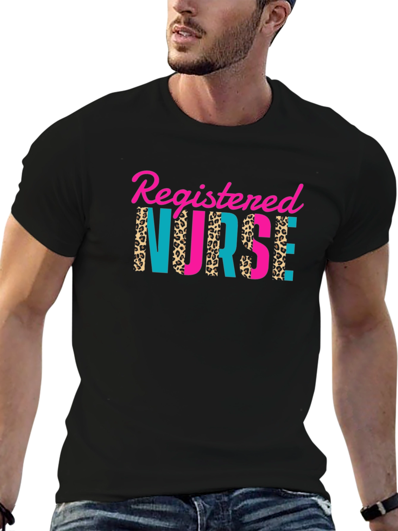 Registered Nurse Leopard Print Graphic T-Shirt