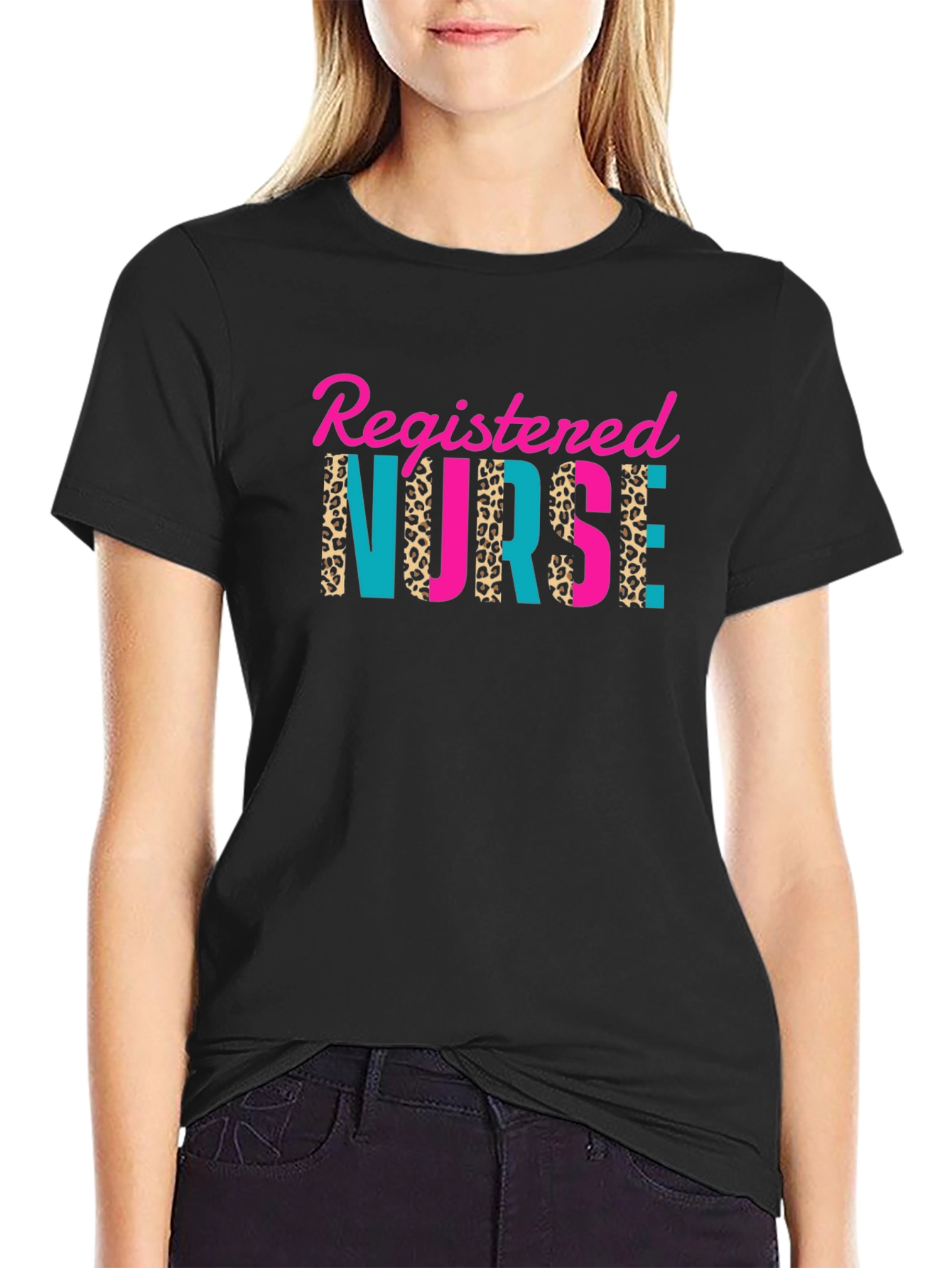 Registered Nurse Leopard Print Graphic T-Shirt