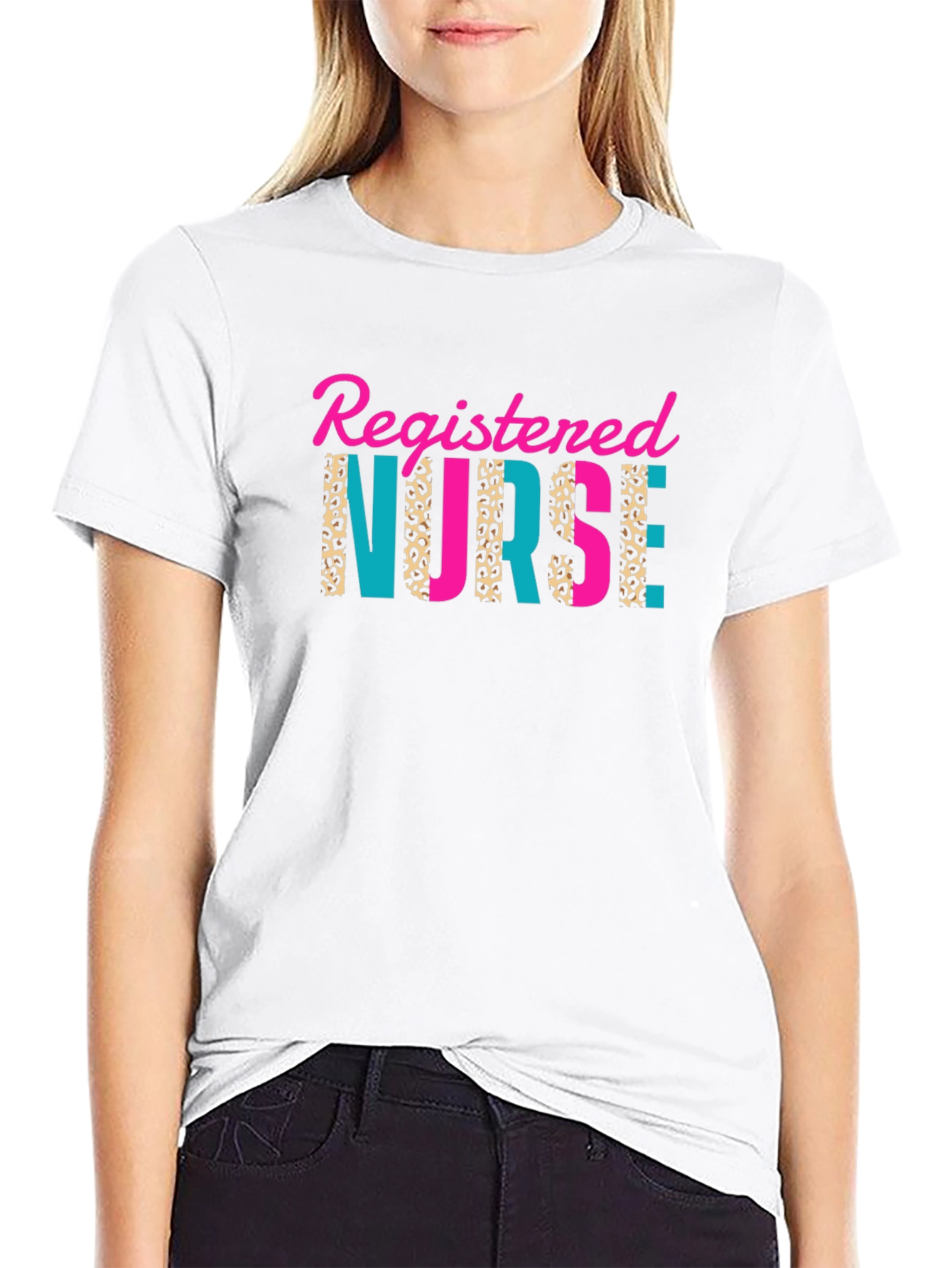 Registered Nurse Leopard Print Graphic T-Shirt