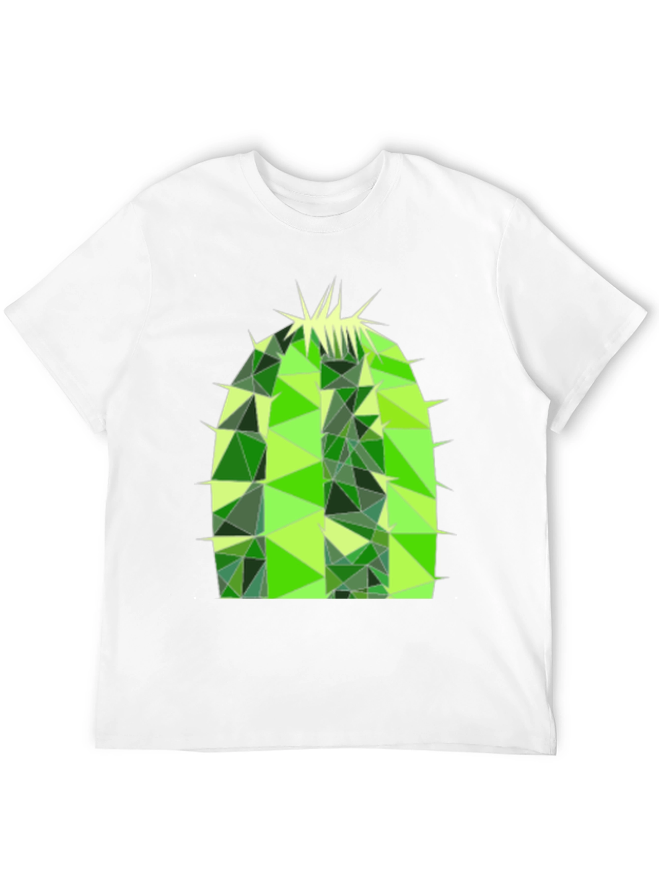 Geometric Cactus Print Black T-Shirt