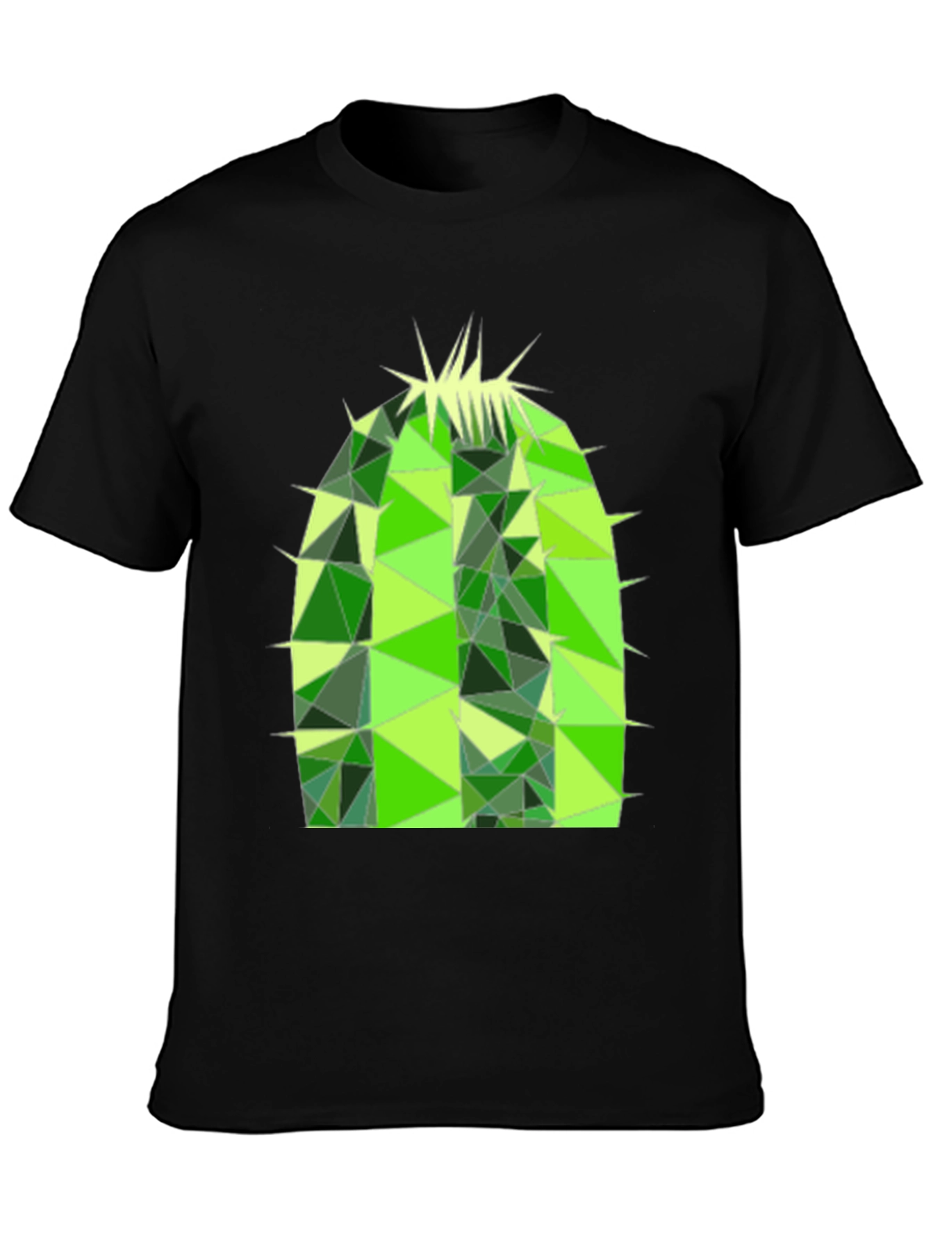 Geometric Cactus Print Black T-Shirt