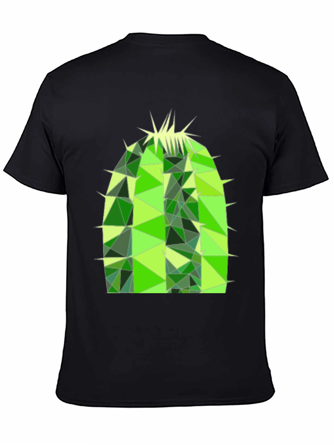 Geometric Cactus Print Black T-Shirt