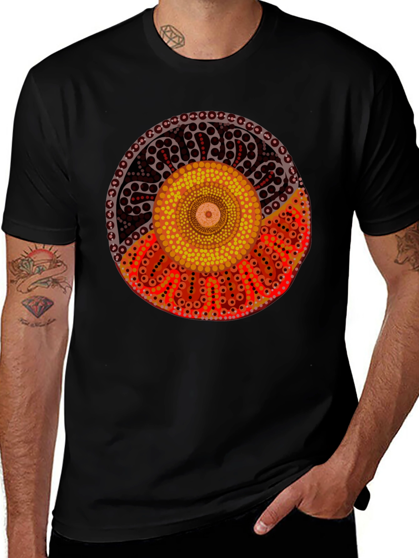 Aboriginal Art Black T-Shirt | Indigenous Design