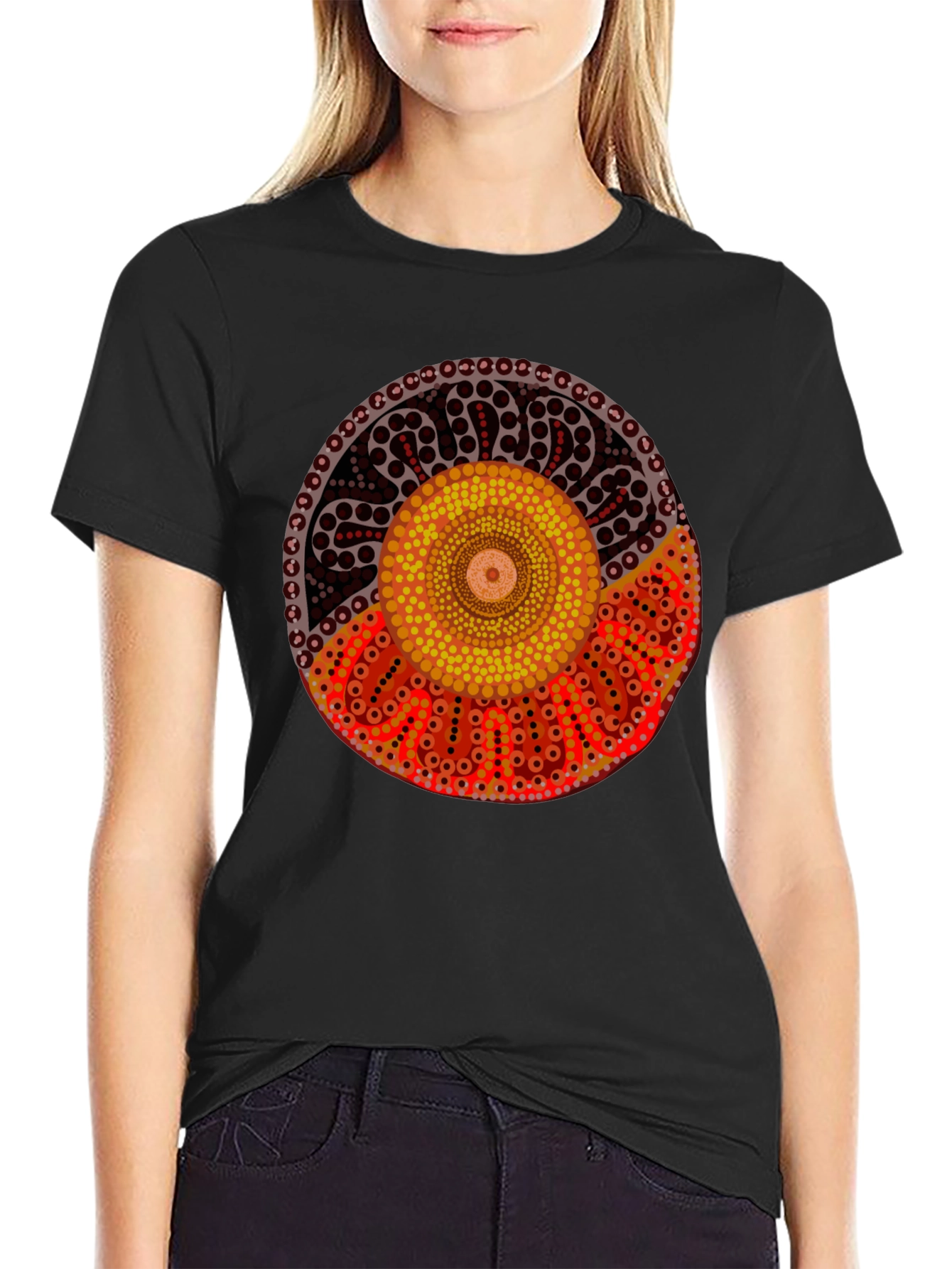 Aboriginal Art Black T-Shirt | Indigenous Design