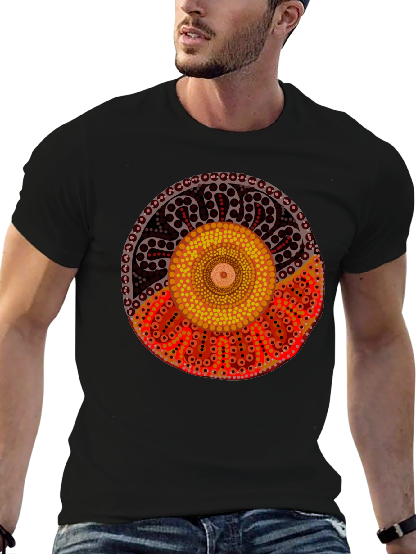 Aboriginal Art Black T-Shirt | Indigenous Design