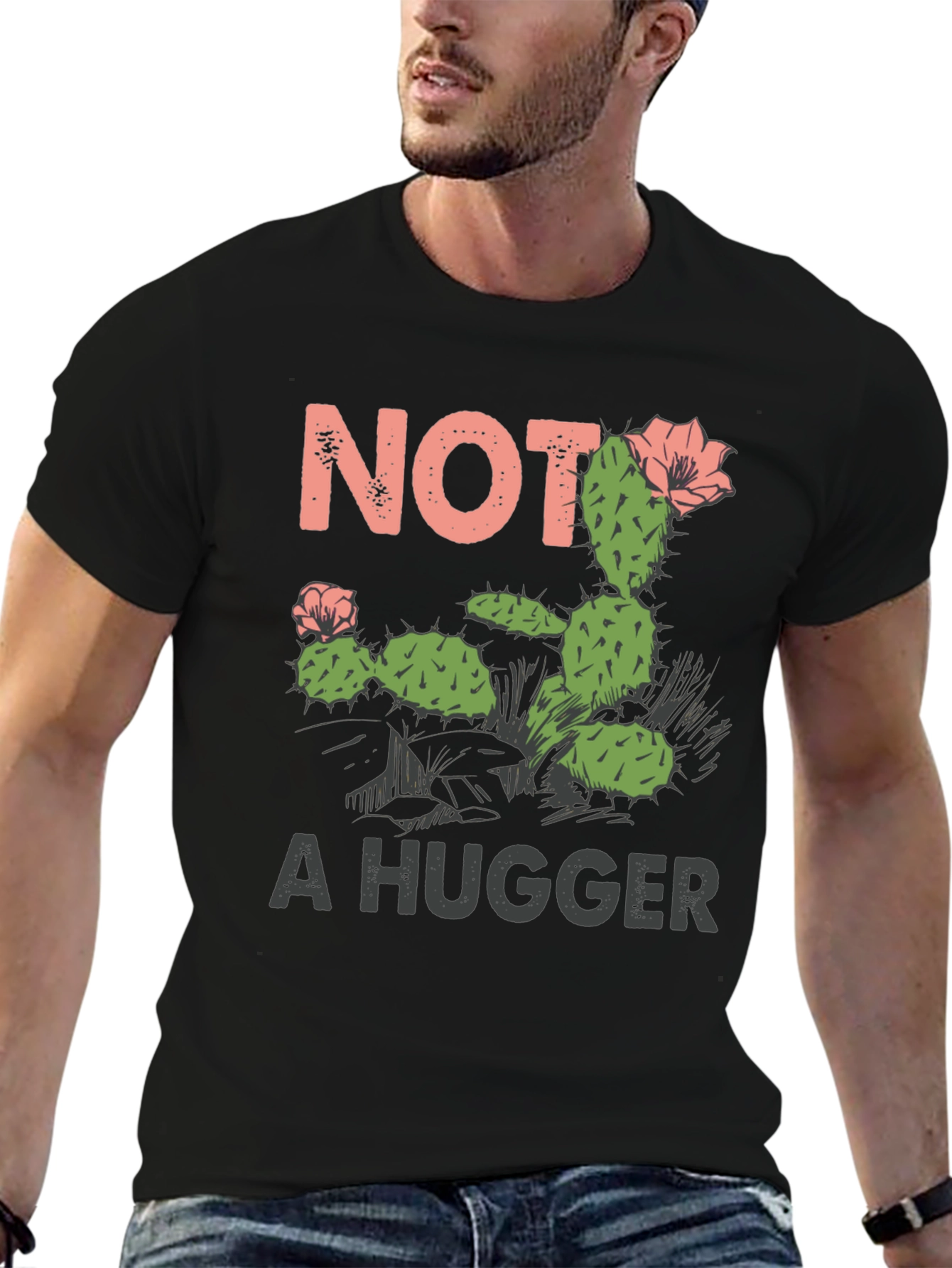 Not a Hugger Cactus Graphic T-Shirt