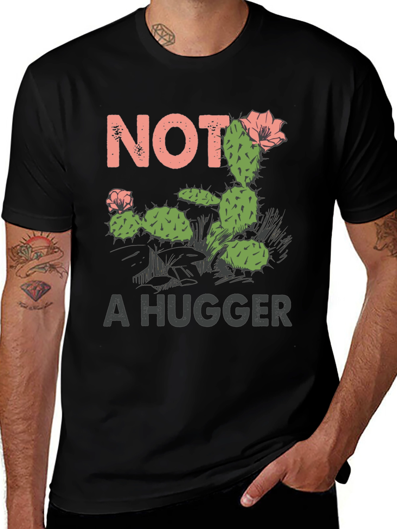 Not a Hugger Cactus Graphic T-Shirt