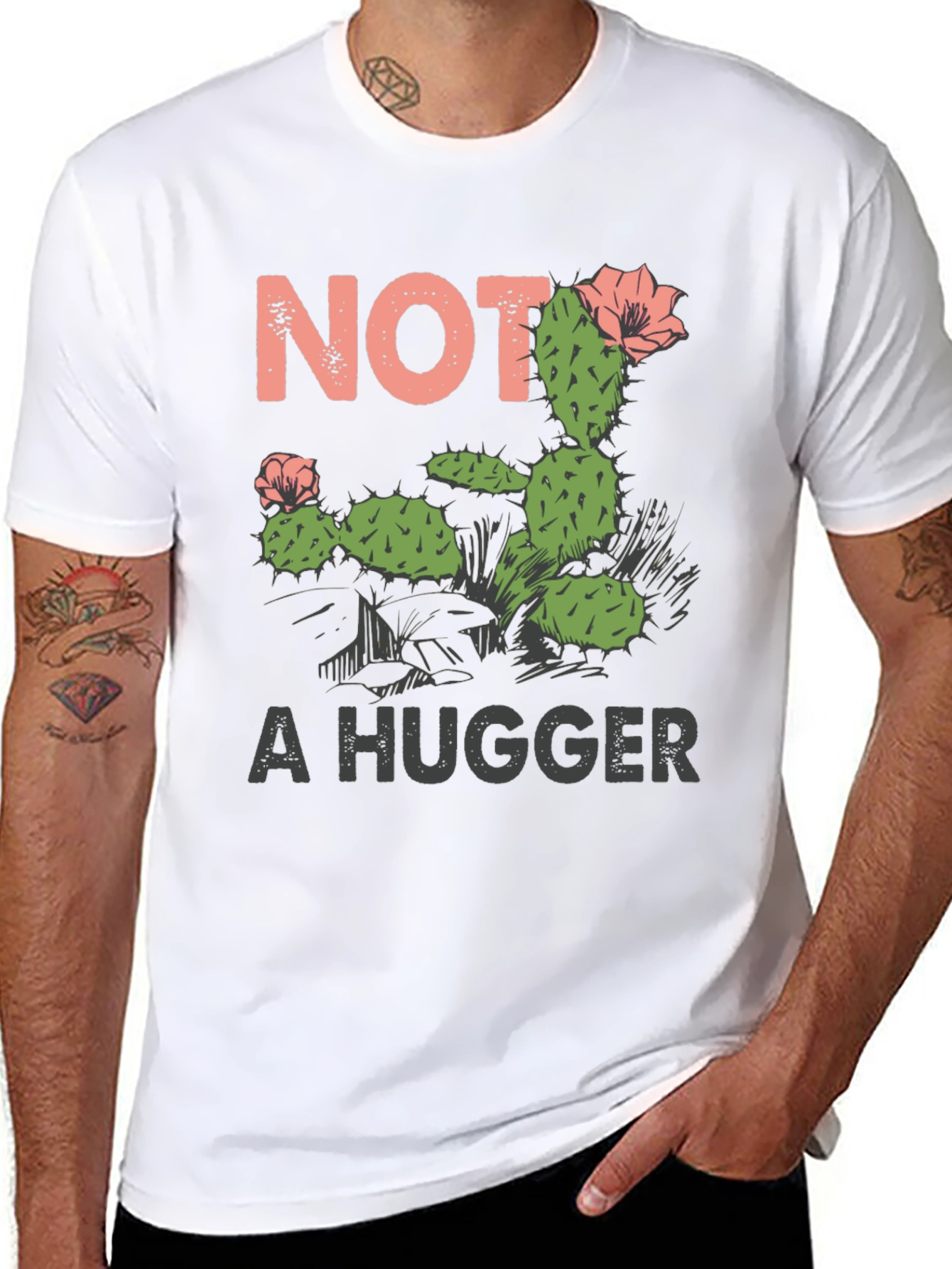 Not a Hugger Cactus Graphic T-Shirt