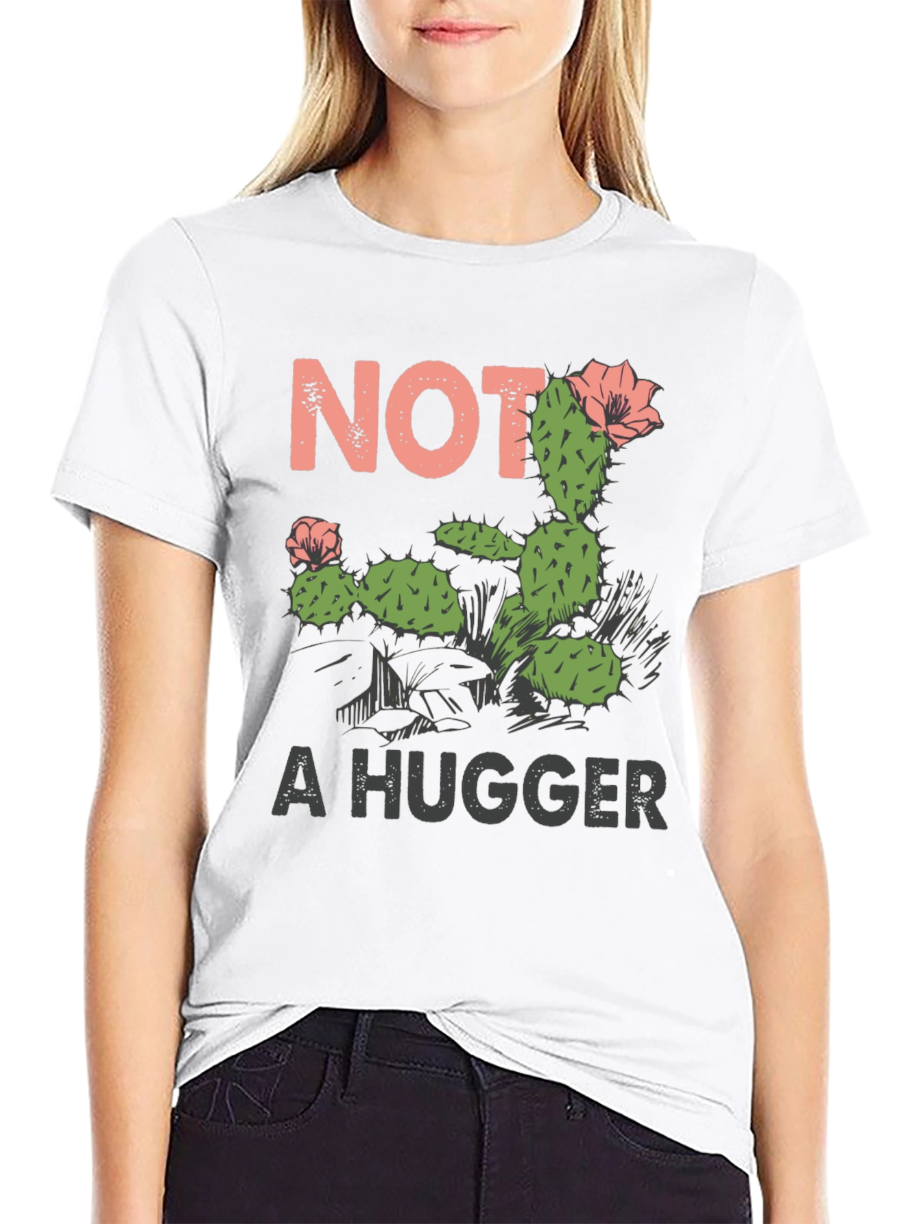 Not a Hugger Cactus Graphic T-Shirt
