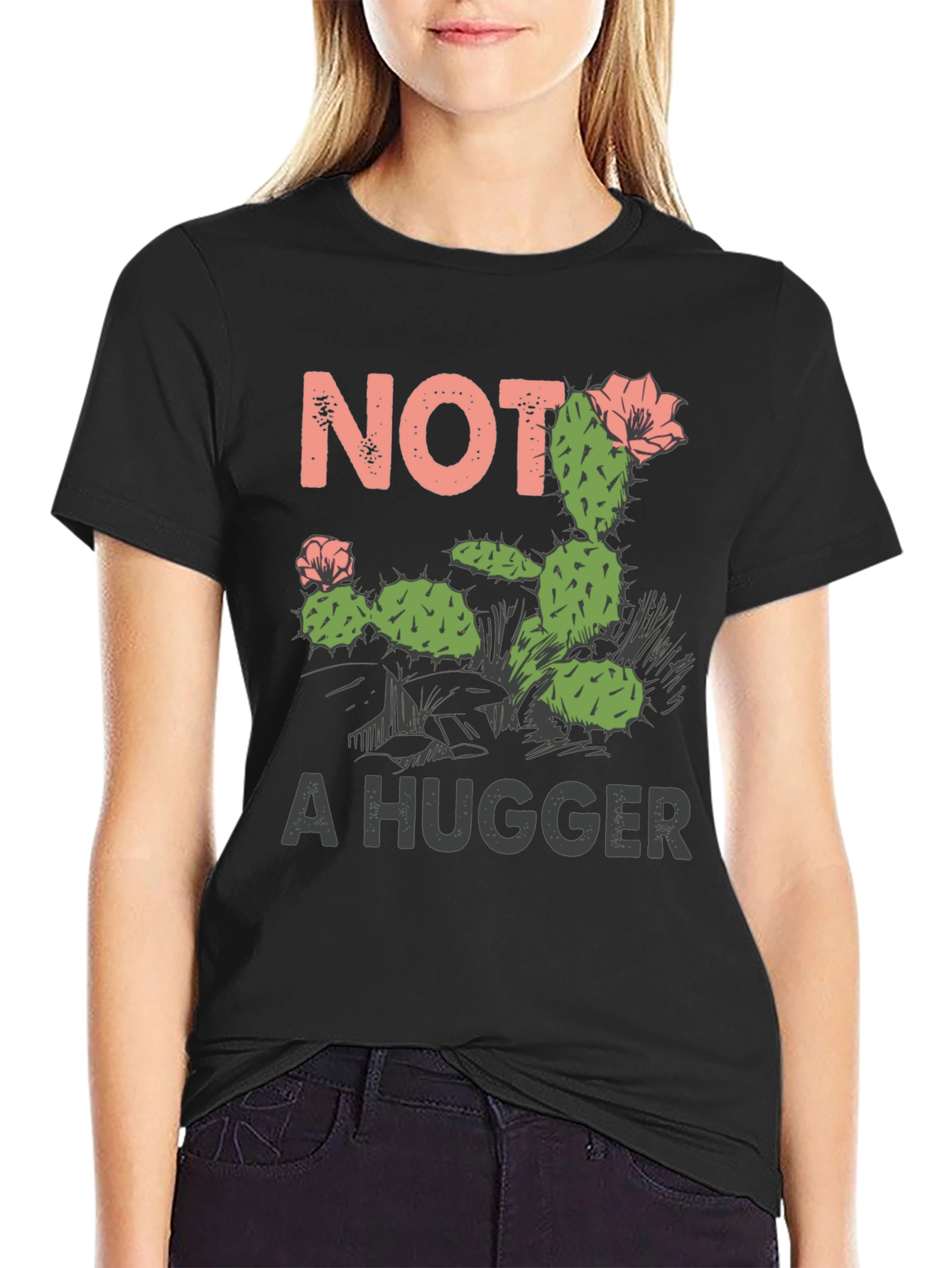 Not a Hugger Cactus Graphic T-Shirt
