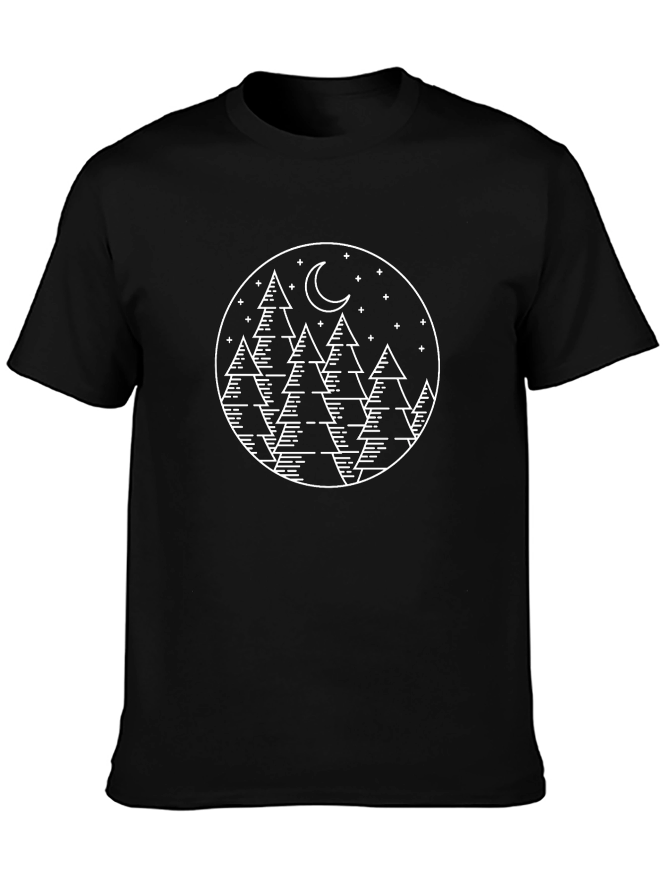 Nature Scene Graphic Tee - Black Cotton T-Shirt