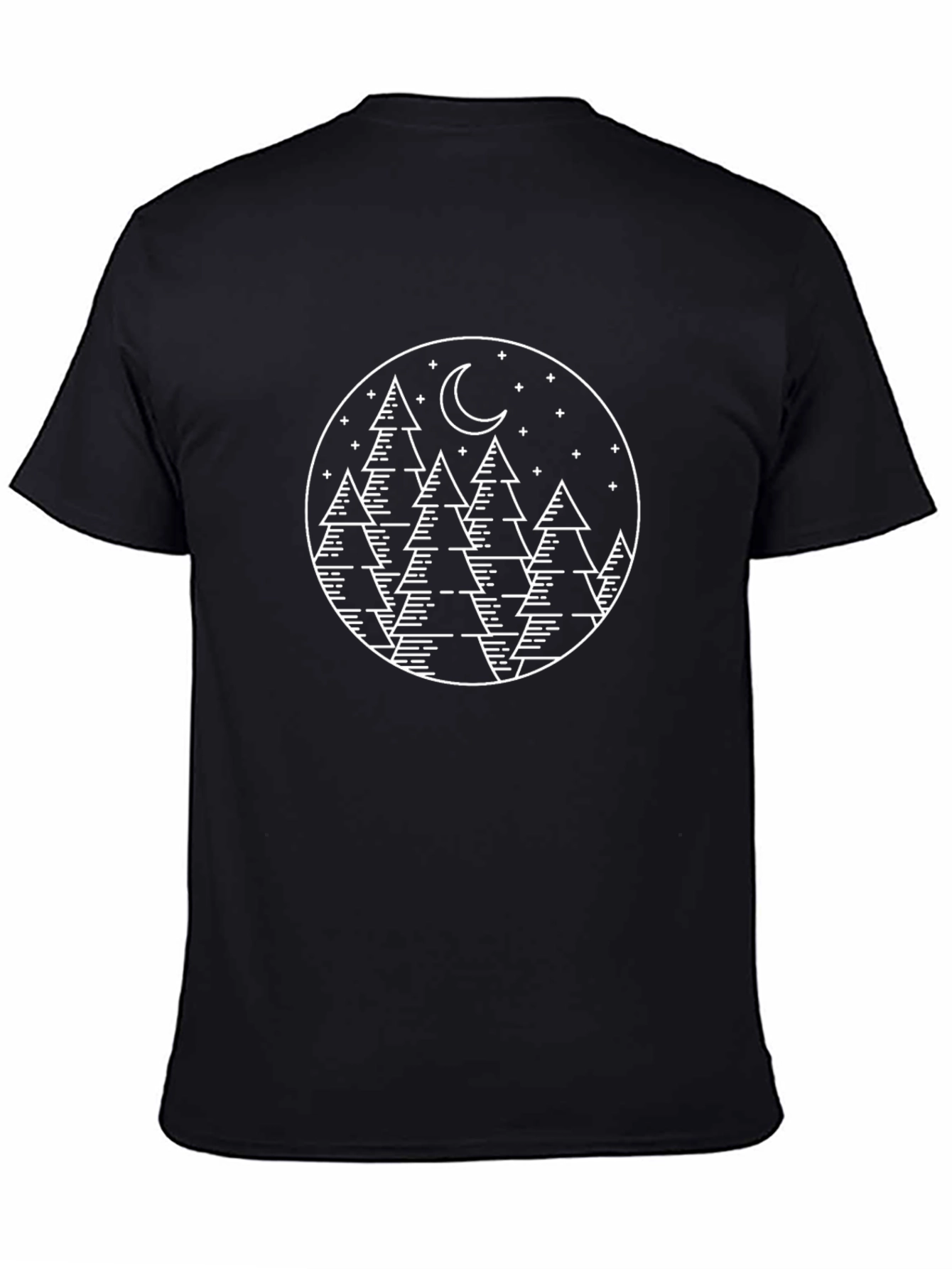 Nature Scene Graphic Tee - Black Cotton T-Shirt