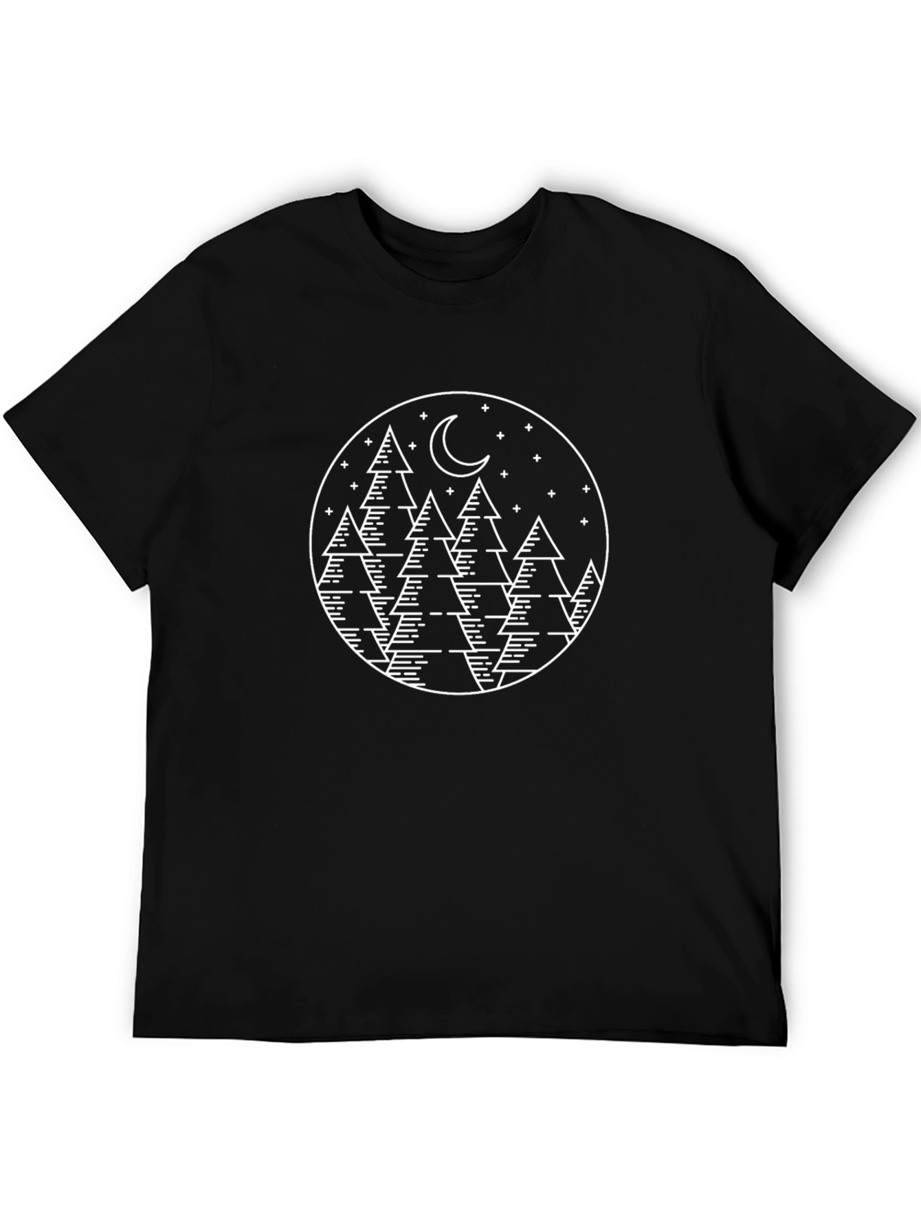 Nature Scene Graphic Tee - Black Cotton T-Shirt