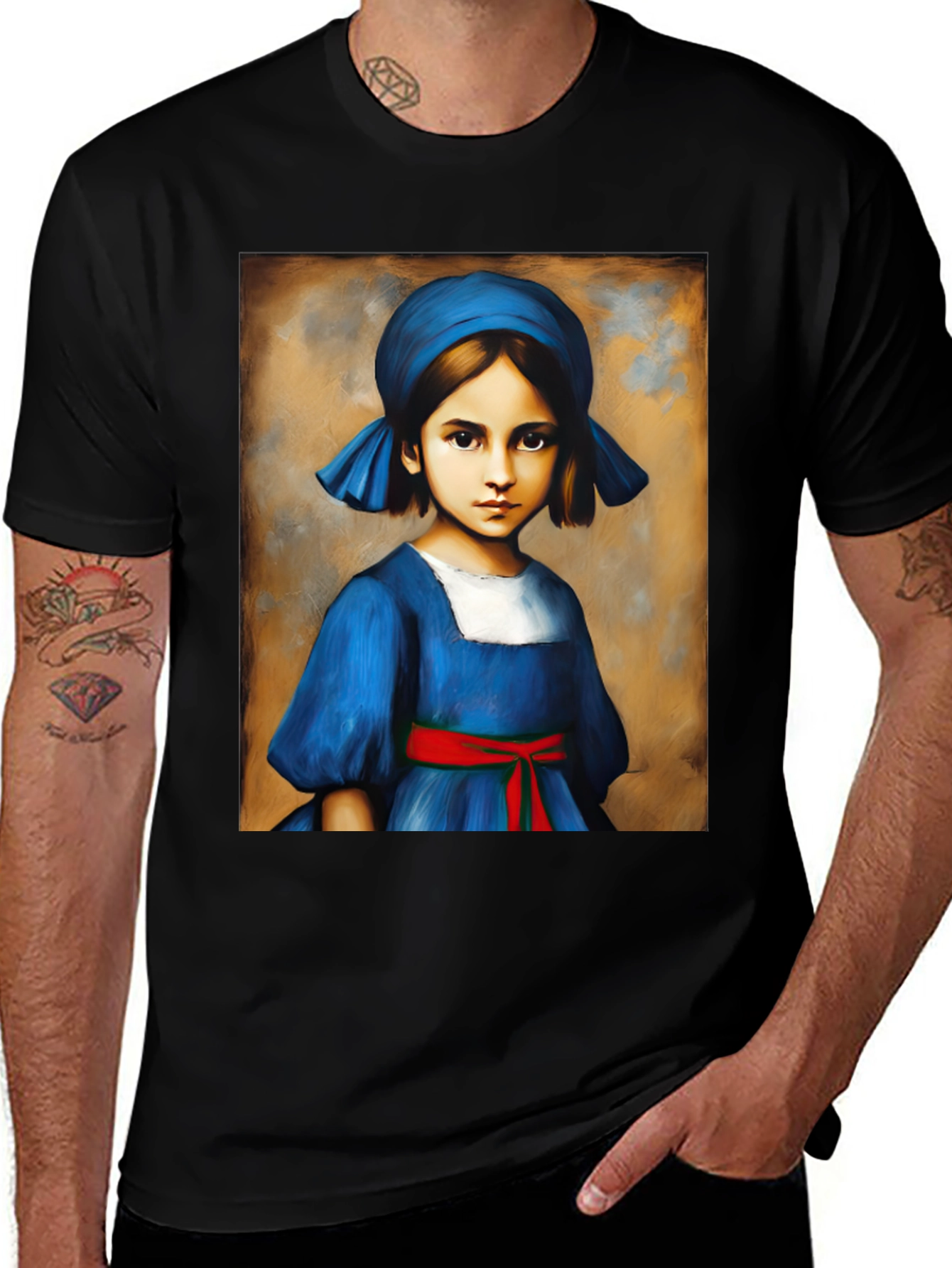 Artistic Girl Portrait Tee - Unique Graphic T-Shirt