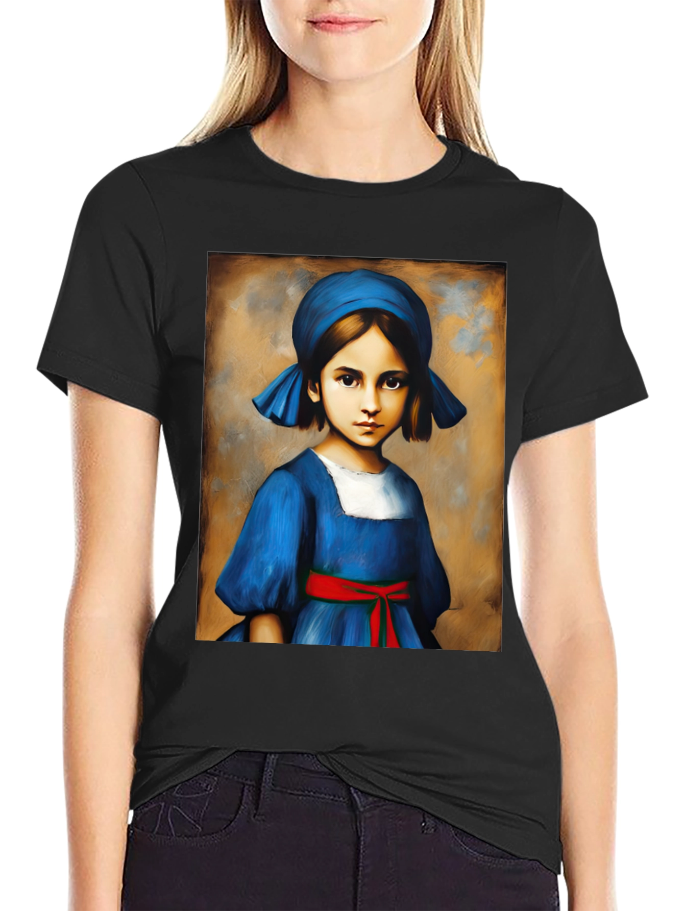 Artistic Girl Portrait Tee - Unique Graphic T-Shirt