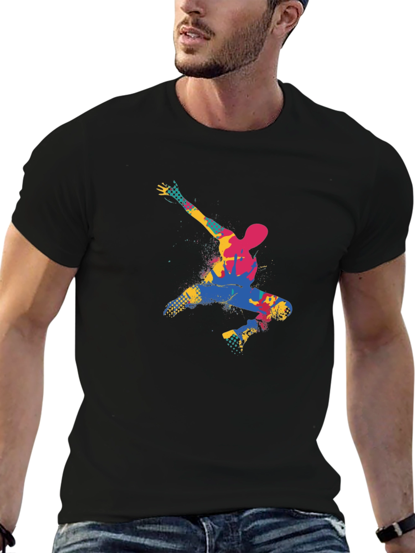 Abstract Dancer Graphic Black T-Shirt