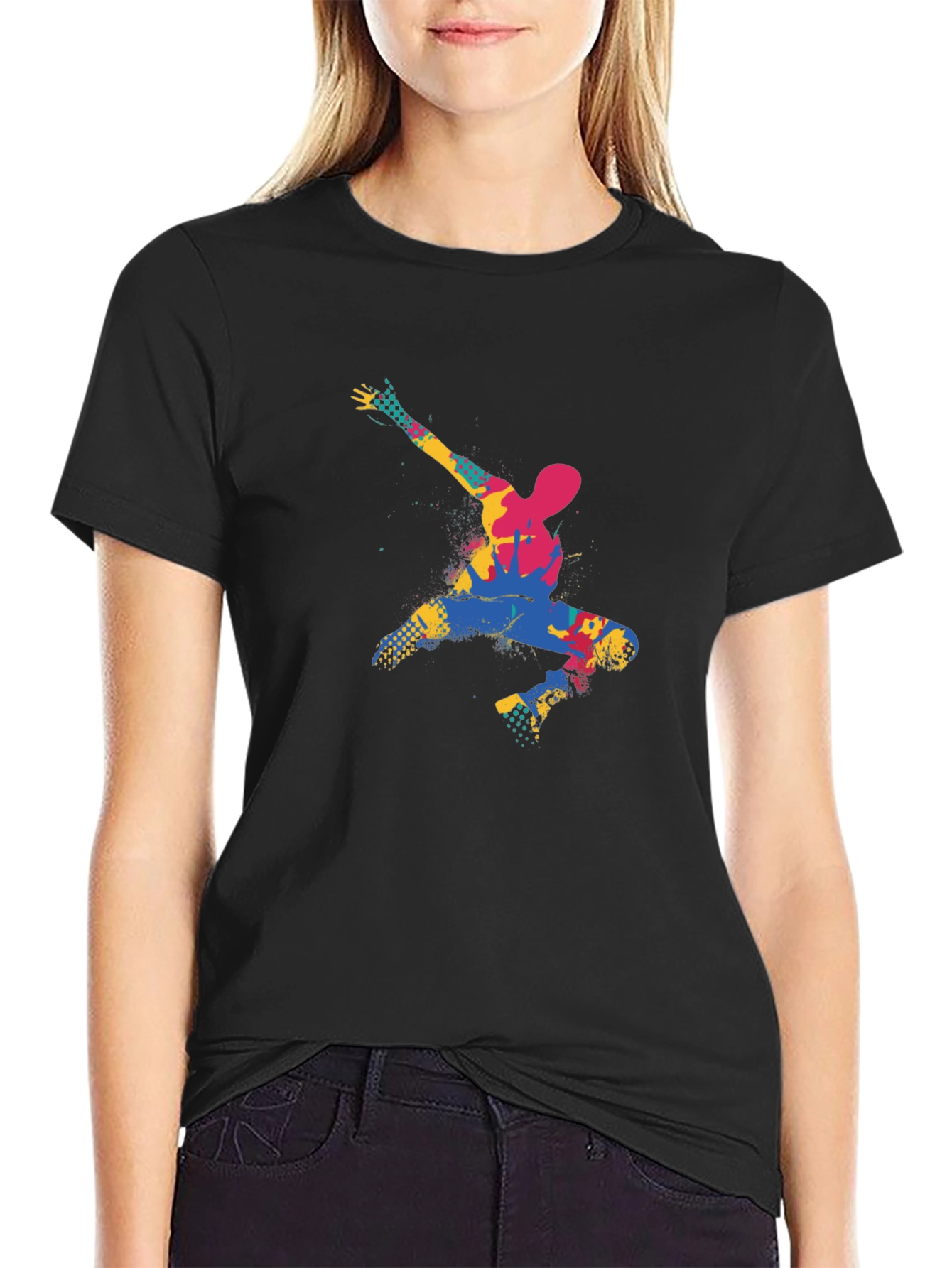 Abstract Dancer Graphic Black T-Shirt