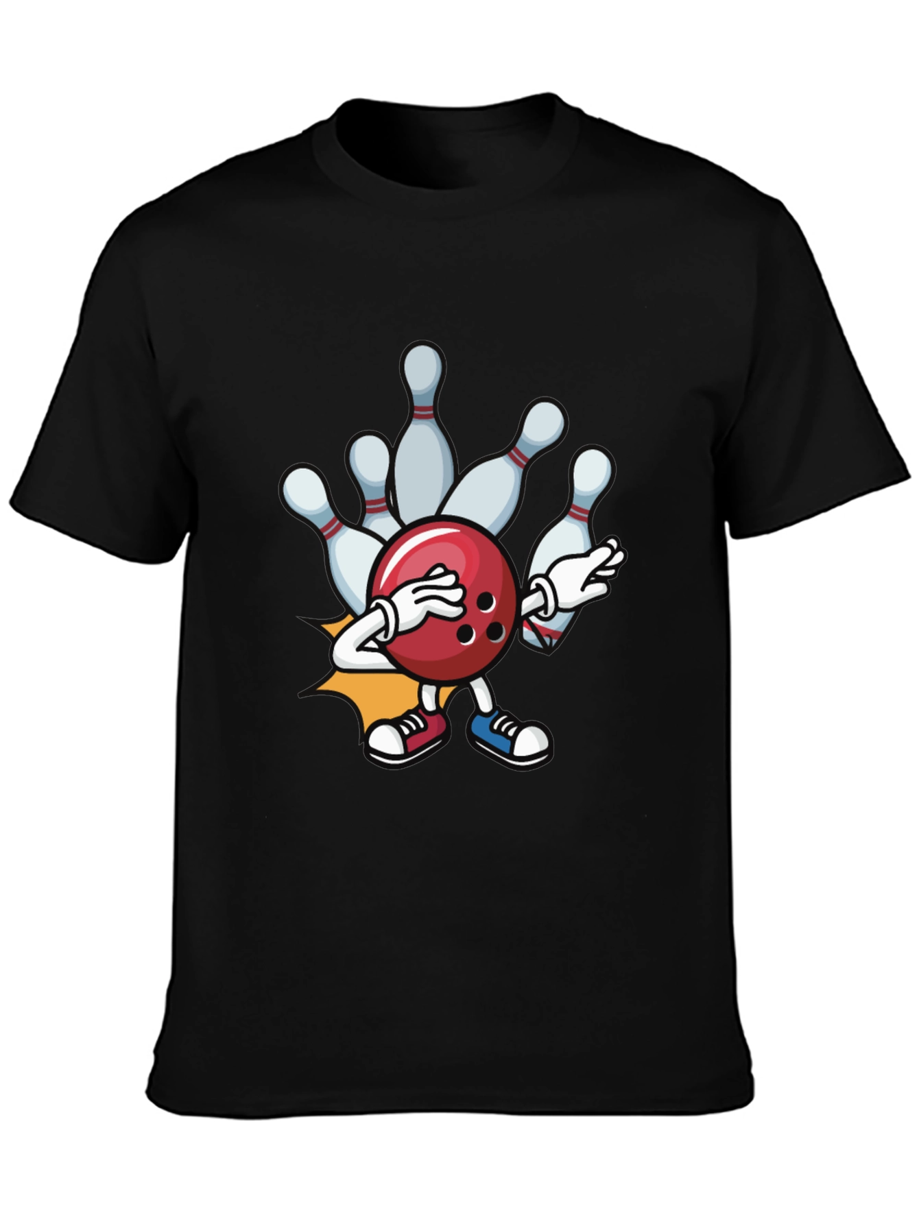 Bowling Strike T-Shirt - Funny Cartoon Ball & Pins