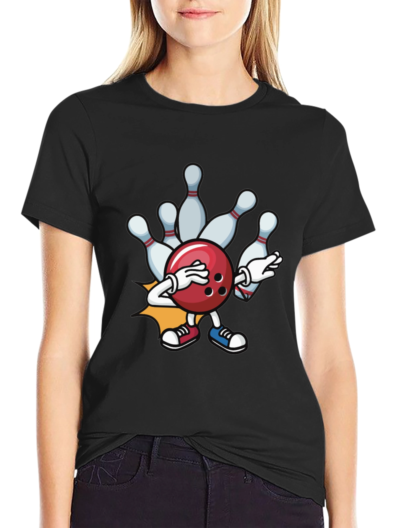 Bowling Strike T-Shirt - Funny Cartoon Ball & Pins