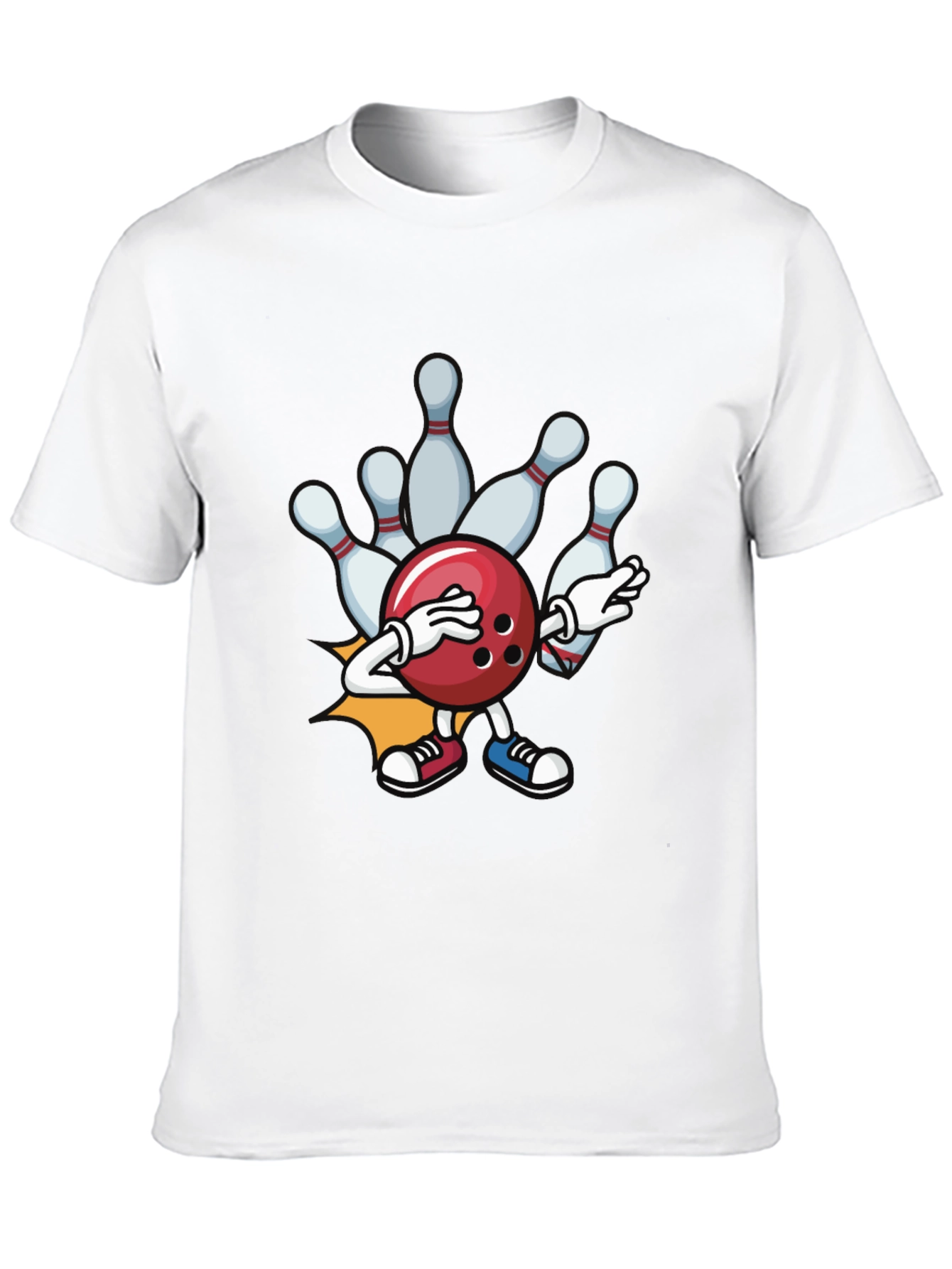 Bowling Strike T-Shirt - Funny Cartoon Ball & Pins