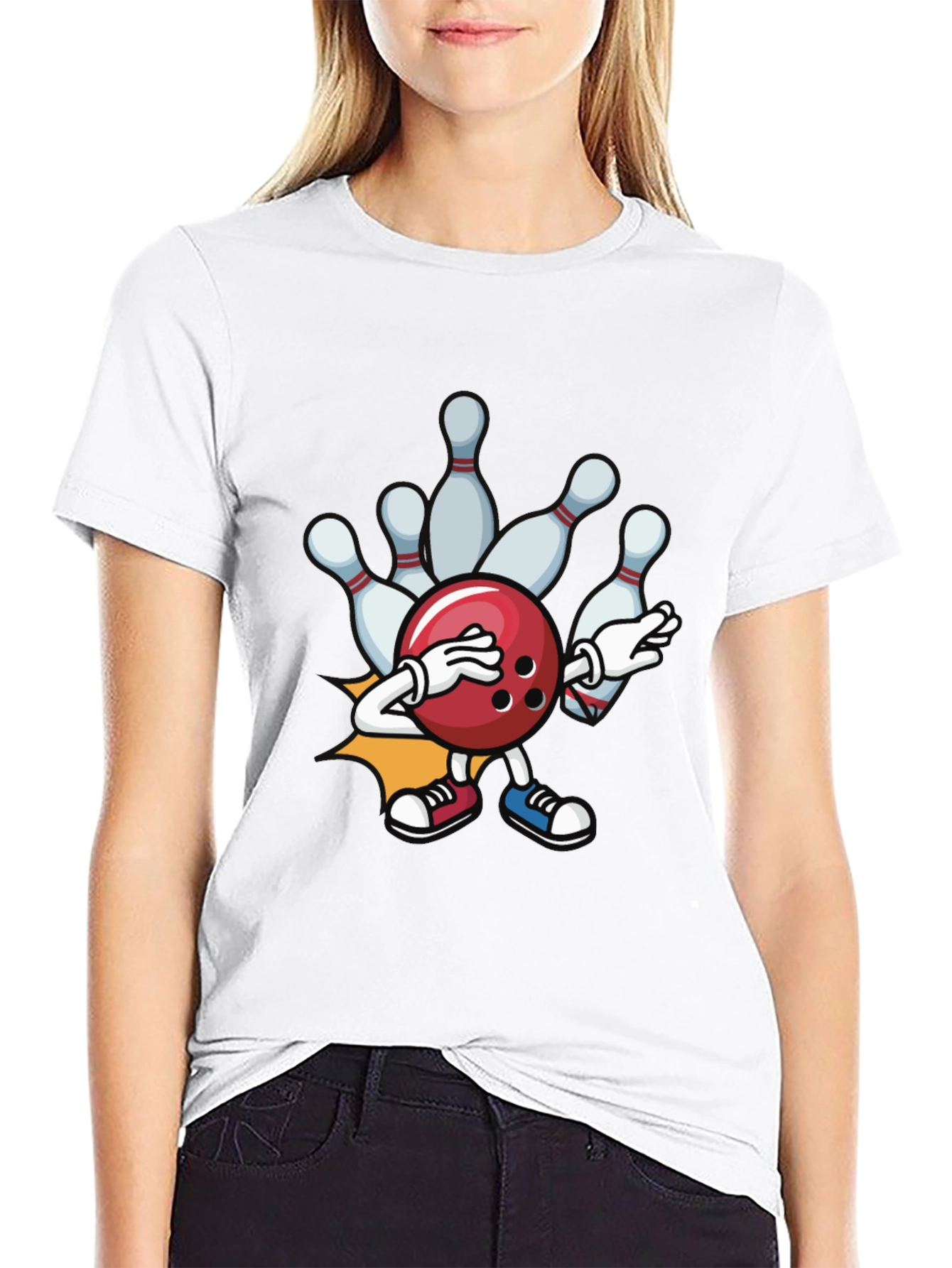 Bowling Strike T-Shirt - Funny Cartoon Ball & Pins