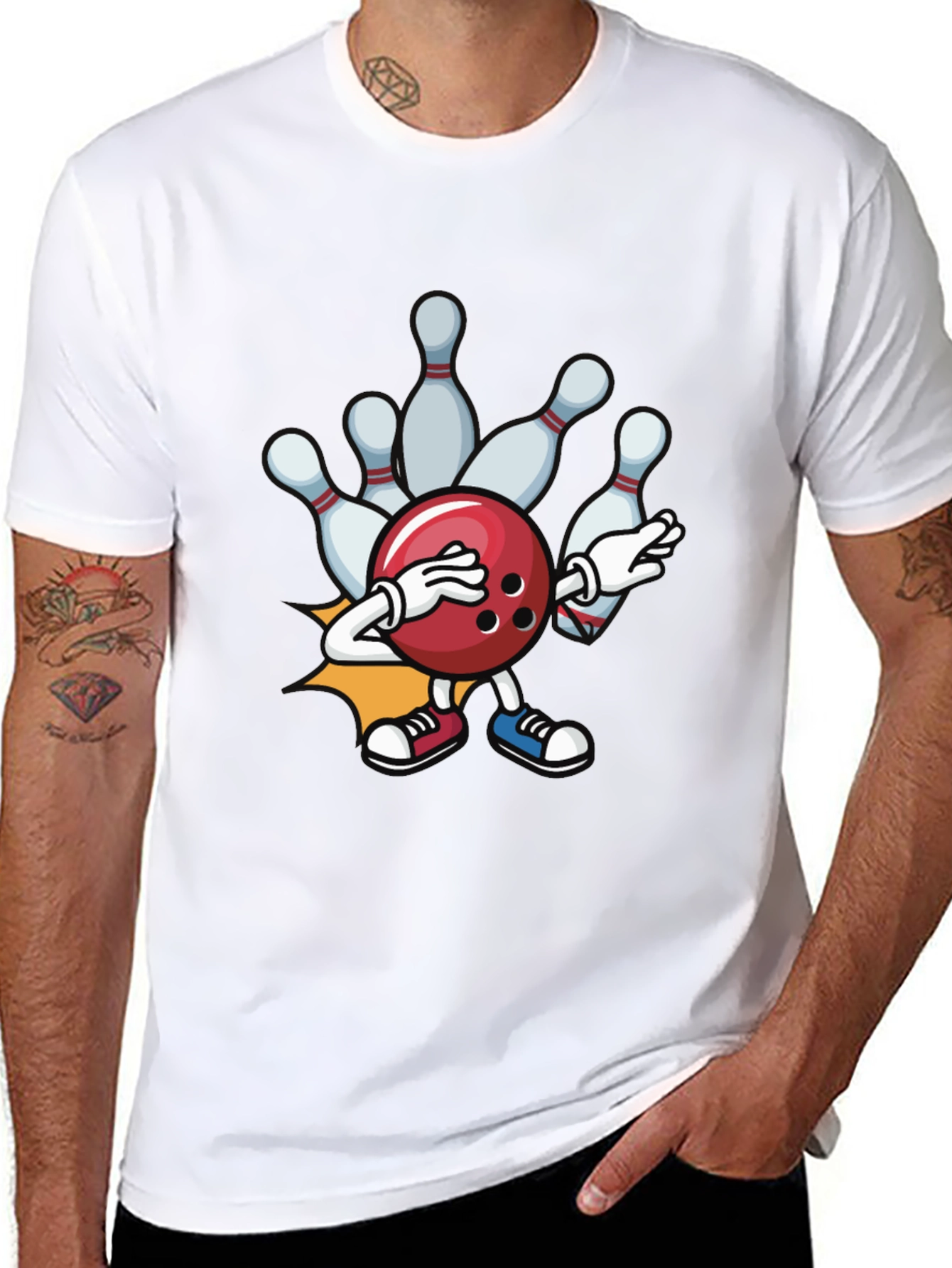 Bowling Strike T-Shirt - Funny Cartoon Ball & Pins
