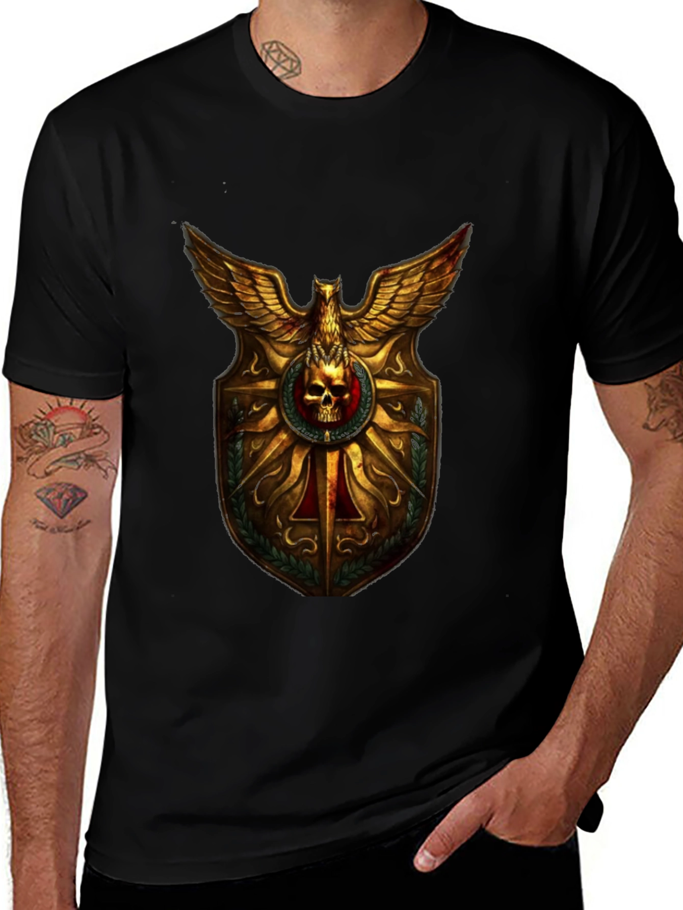 Skull & Eagle Crest Graphic T-Shirt