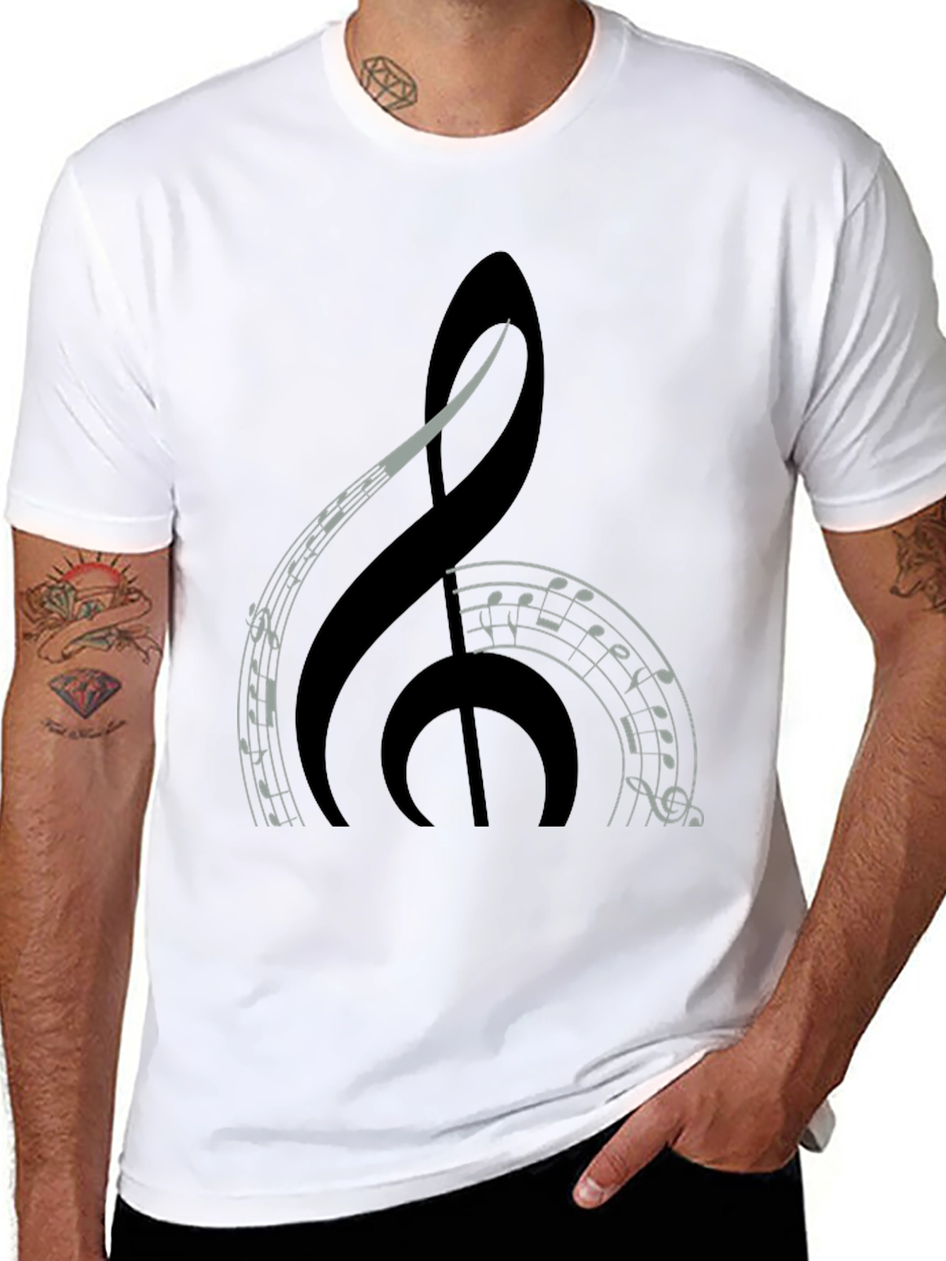 Music Treble Clef Graphic Tee - Black