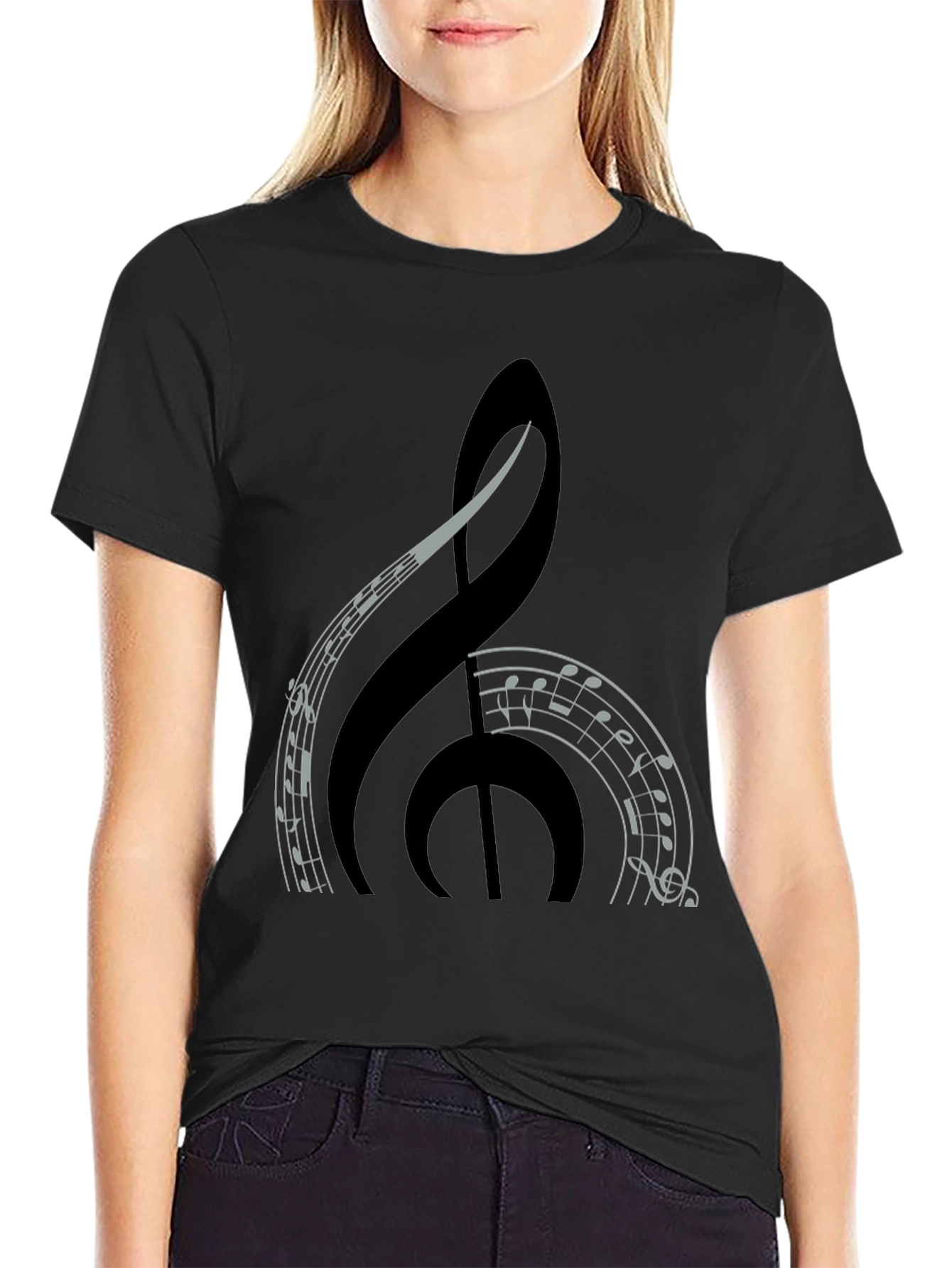 Music Treble Clef Graphic Tee - Black