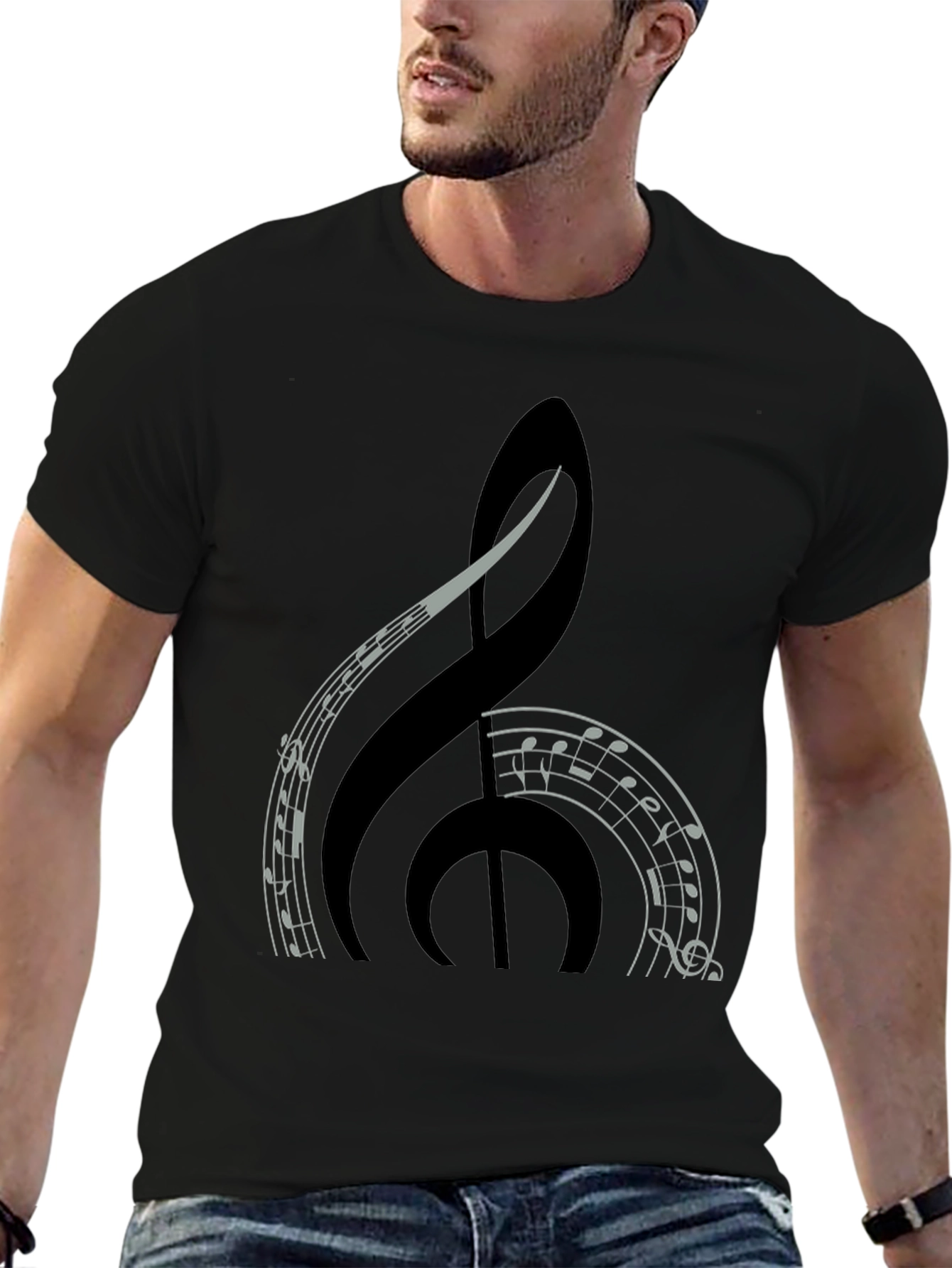 Music Treble Clef Graphic Tee - Black