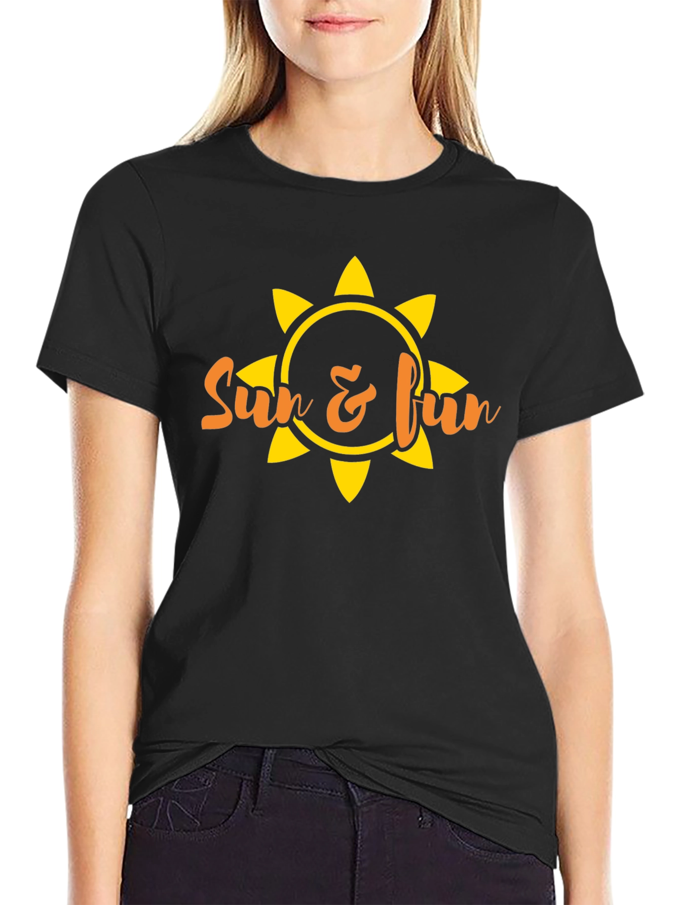 Sun & Fun Graphic Tee - Black Summer T-Shirt