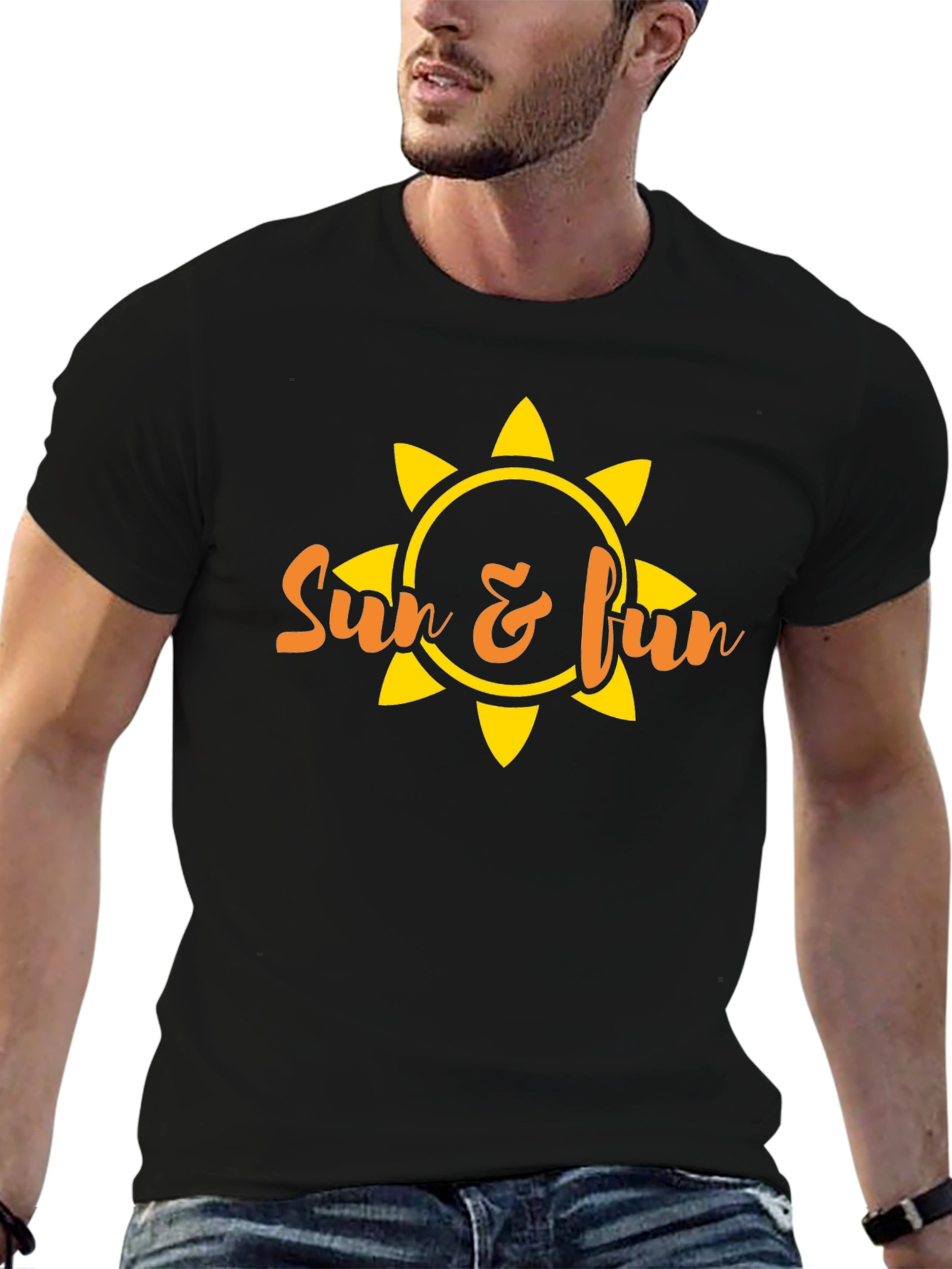 Sun & Fun Graphic Tee - Black Summer T-Shirt