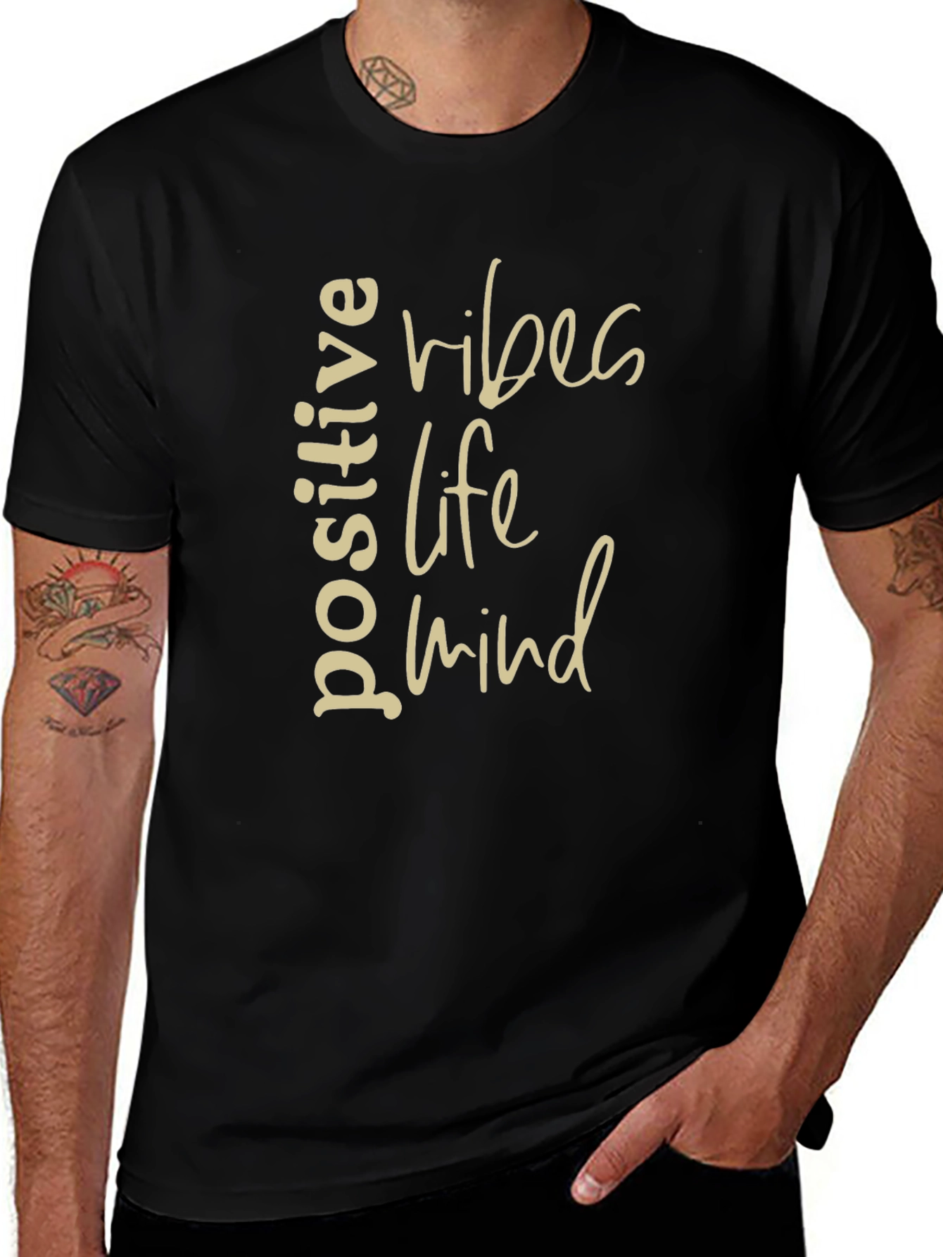 Positive Vibes Life Mind Graphic Tee - Black