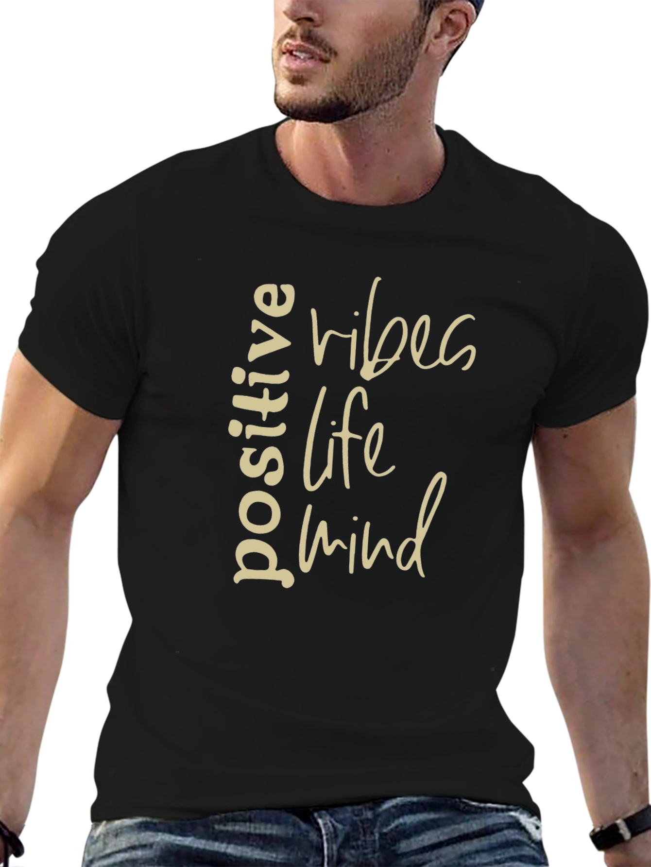 Positive Vibes Life Mind Graphic Tee - Black