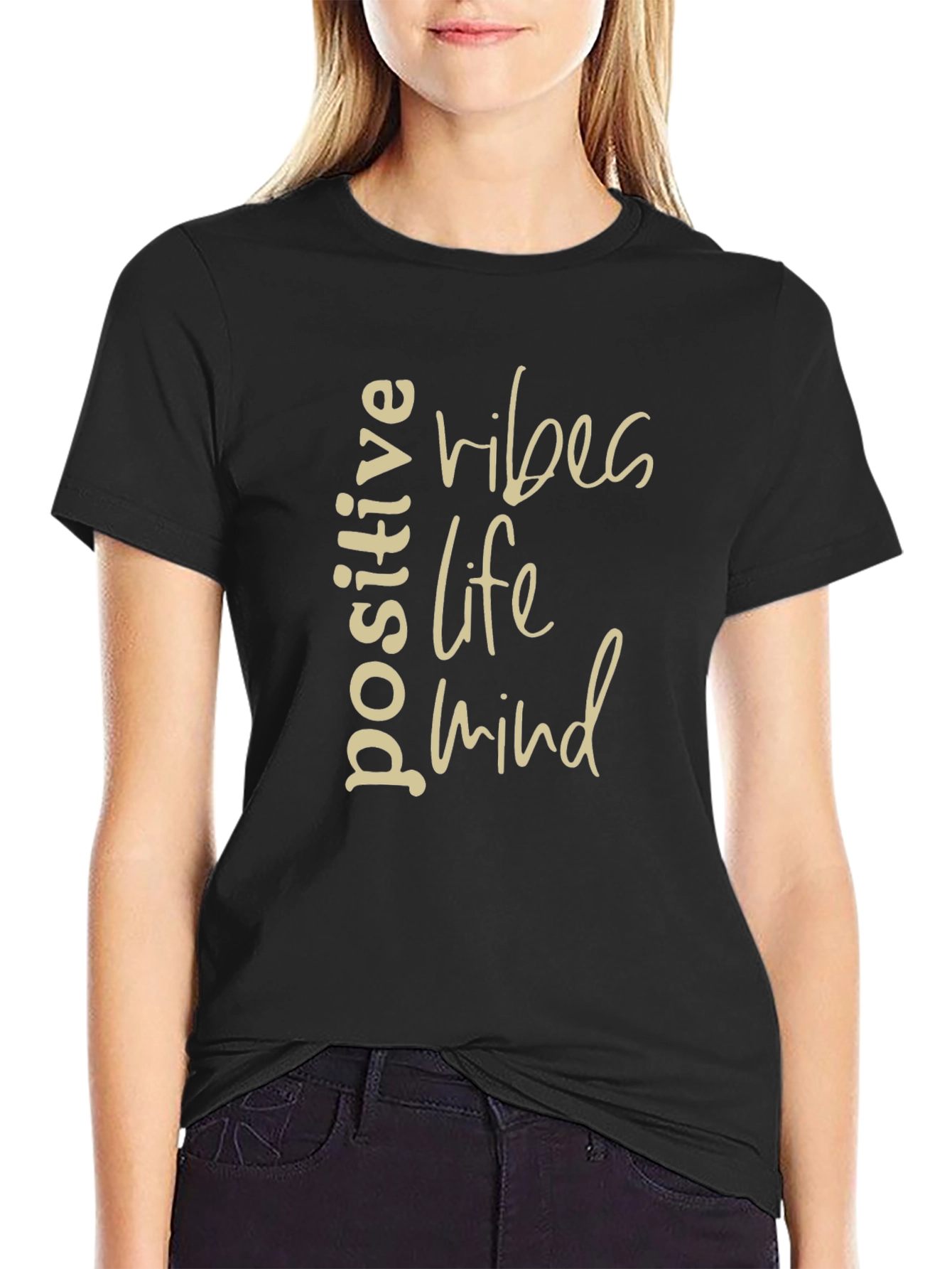 Positive Vibes Life Mind Graphic Tee - Black